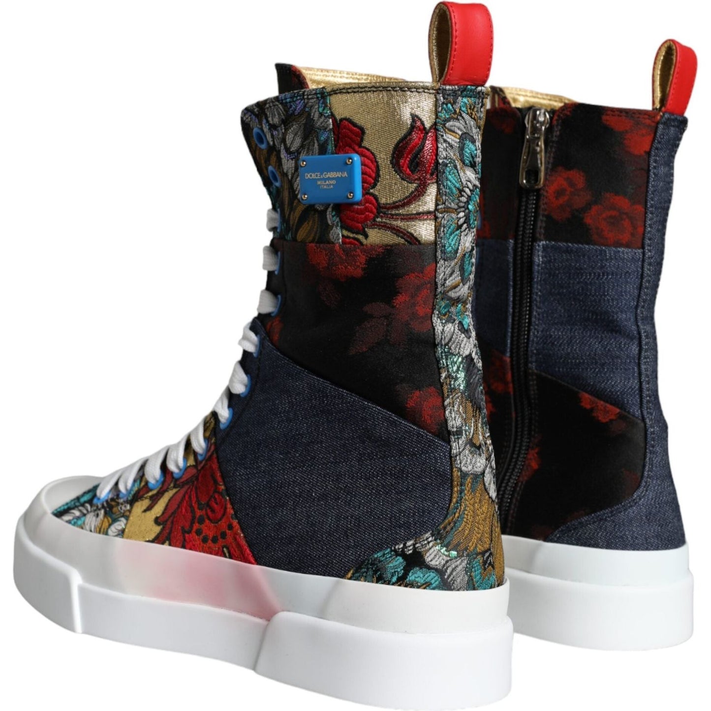 Dolce & Gabbana Multicolor Patchwork Logo High Top Sneakers Shoes Dolce & Gabbana