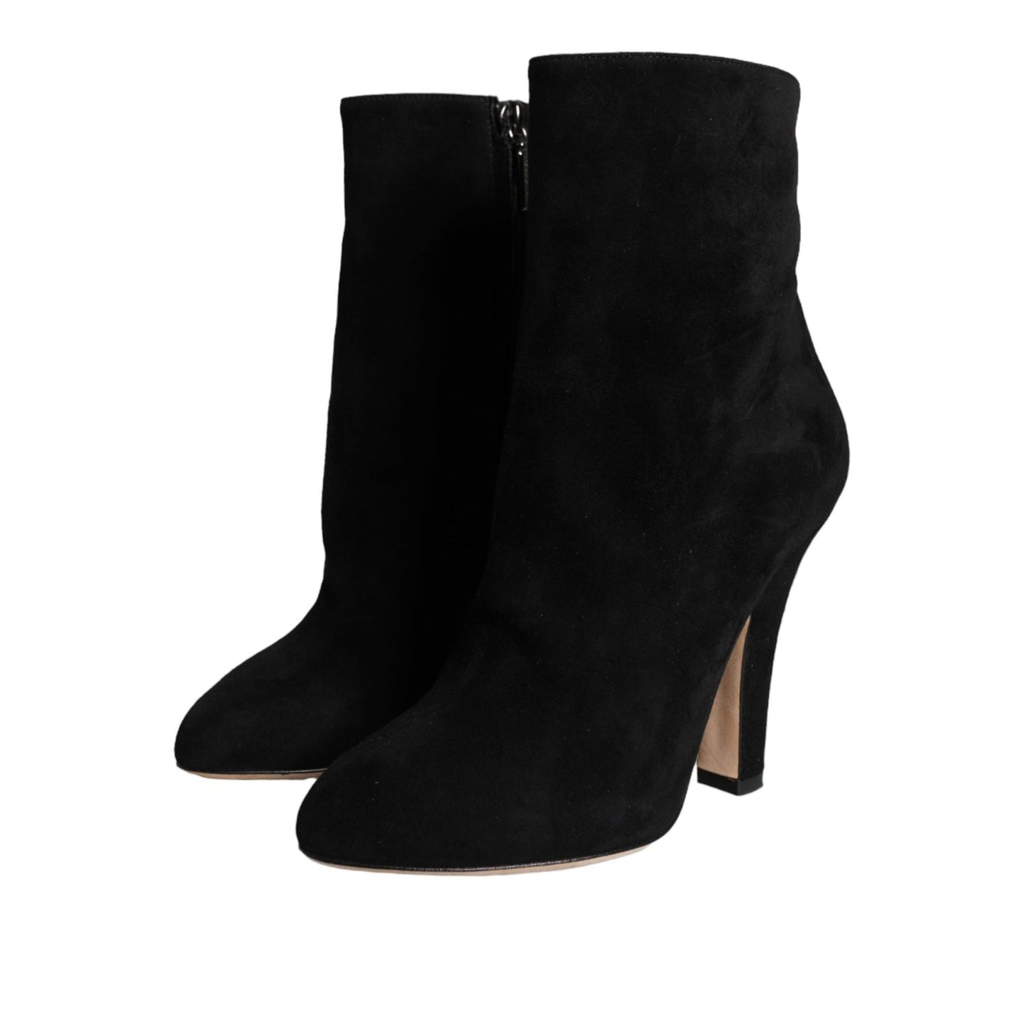Dolce & Gabbana Black Suede Leather Mid Calf Boots Shoes