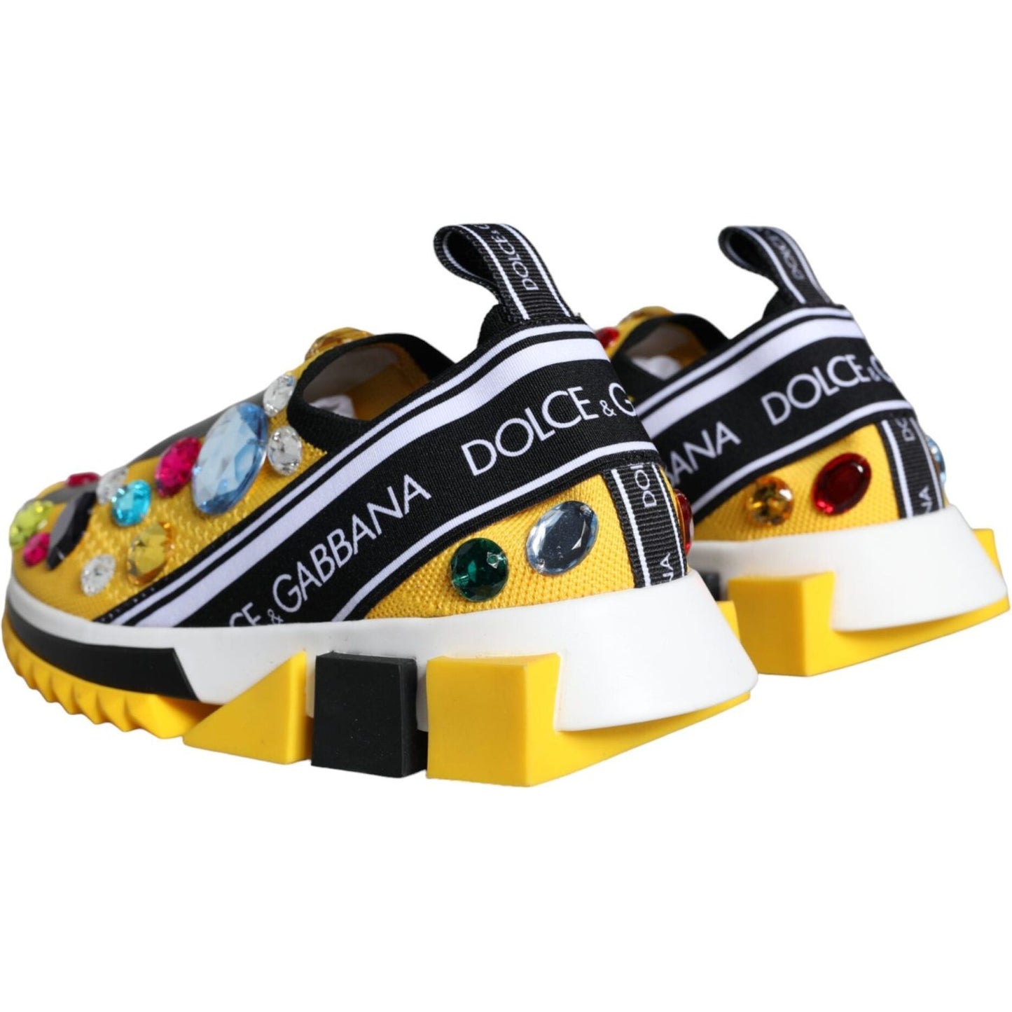 Dolce & Gabbana Yellow Sorrento Crystals Sneakers Womens Shoes Dolce & Gabbana