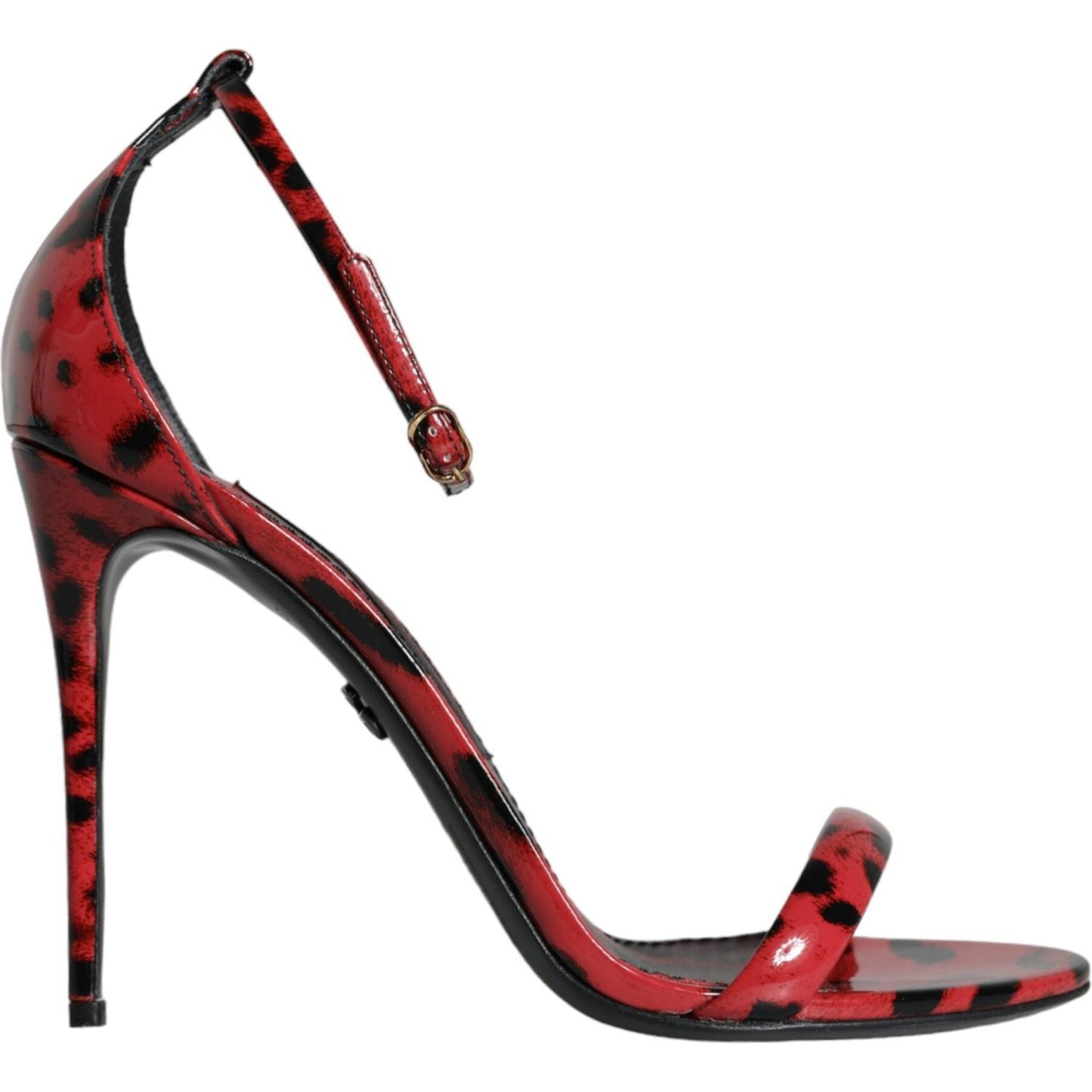 Dolce & Gabbana Red Leopard Leather Ankle Strap Keira Sandals Shoes Dolce & Gabbana