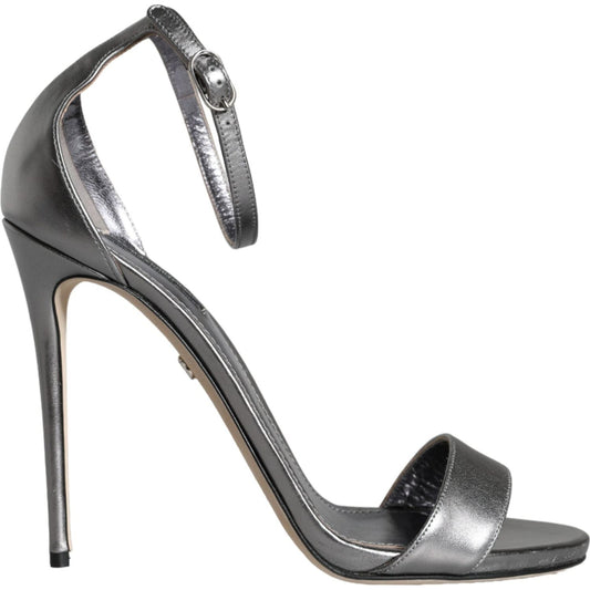 Dolce & Gabbana Silver KEIRA Heels Ankle Strap Sandals Shoes Dolce & Gabbana