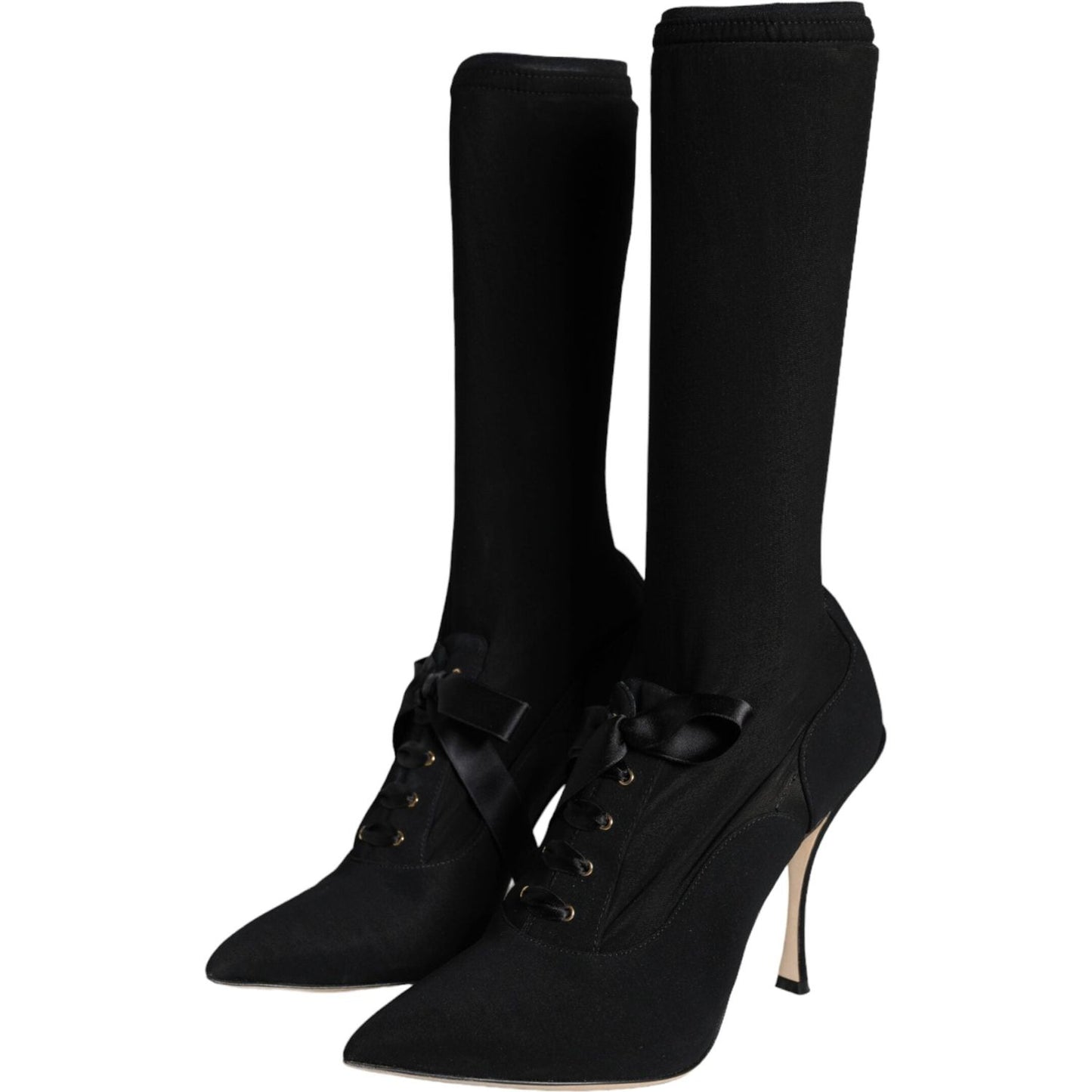 Dolce & Gabbana Black Stiletto Heels Mid Calf Boots Shoes Dolce & Gabbana