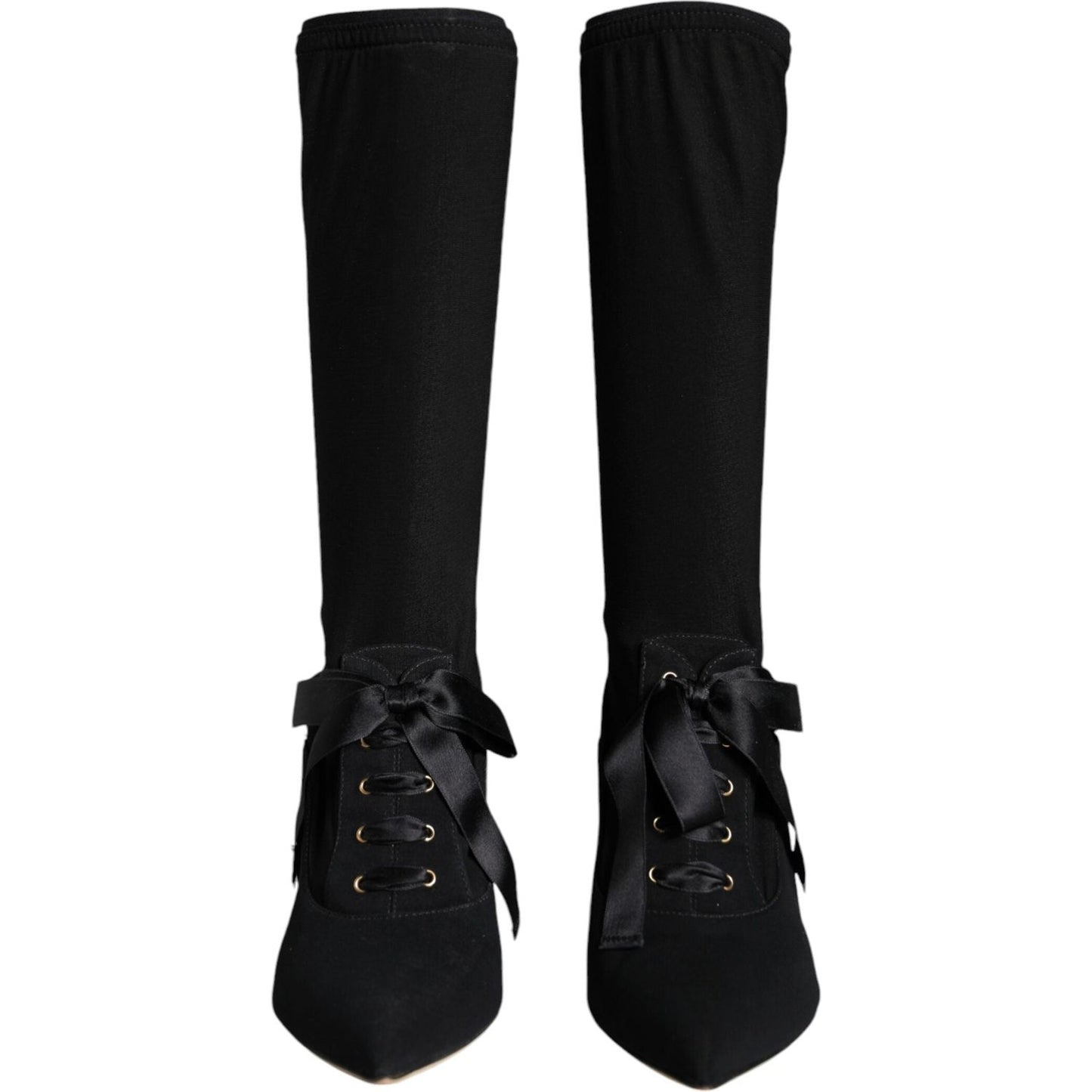 Dolce & Gabbana Black Stiletto Heels Mid Calf Boots Shoes Dolce & Gabbana