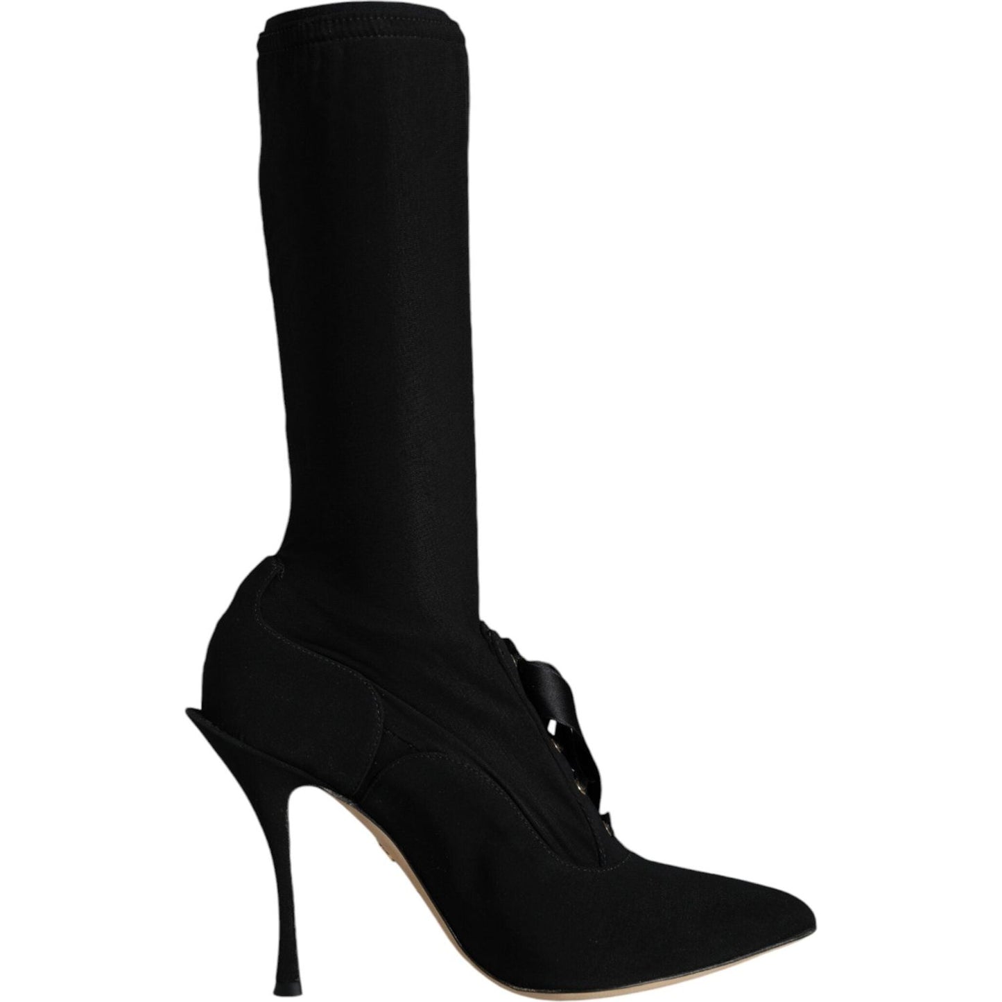 Dolce & Gabbana Black Stiletto Heels Mid Calf Boots Shoes Dolce & Gabbana