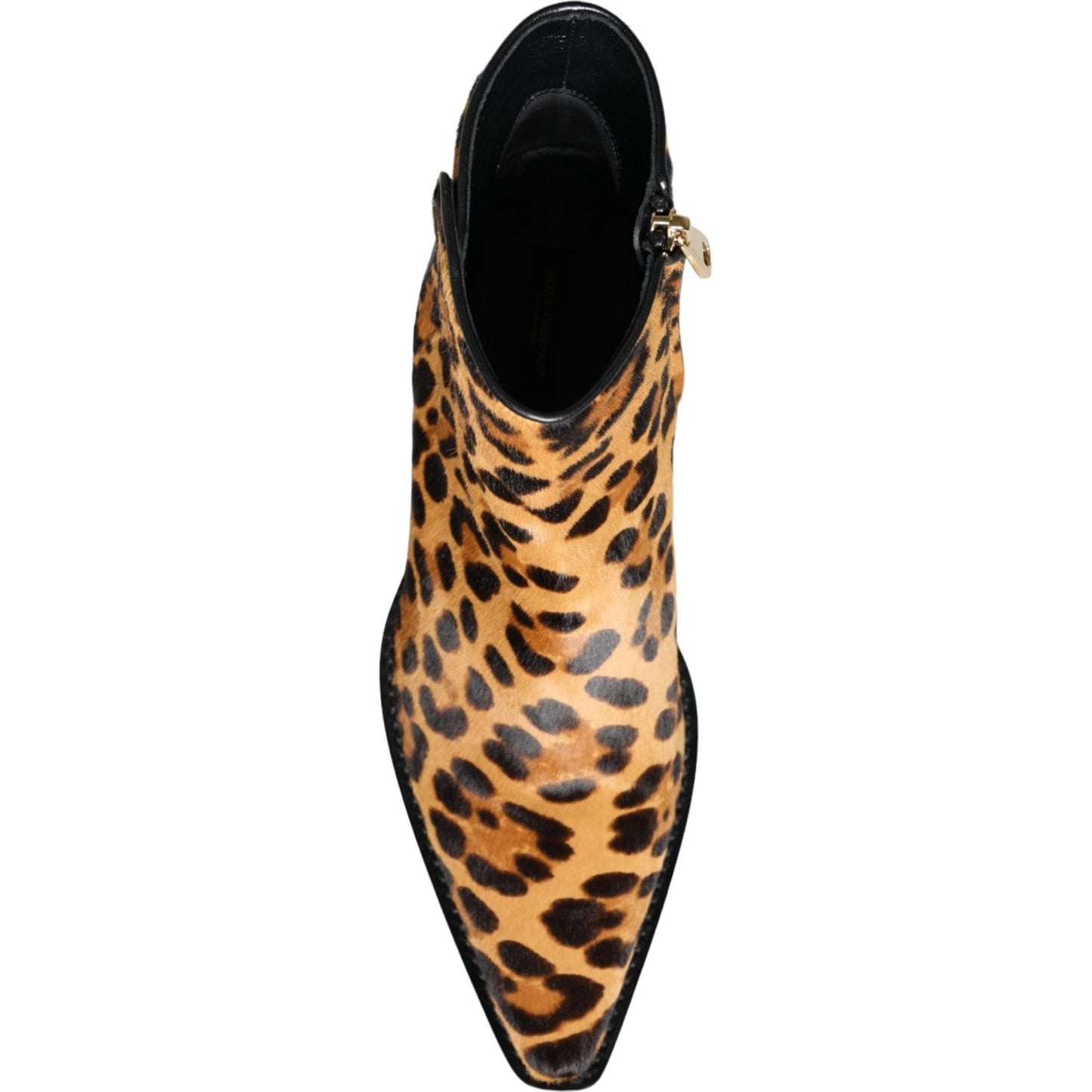 Dolce & Gabbana Brown Leopard Calf Fur Ankle Boots Shoes Dolce & Gabbana