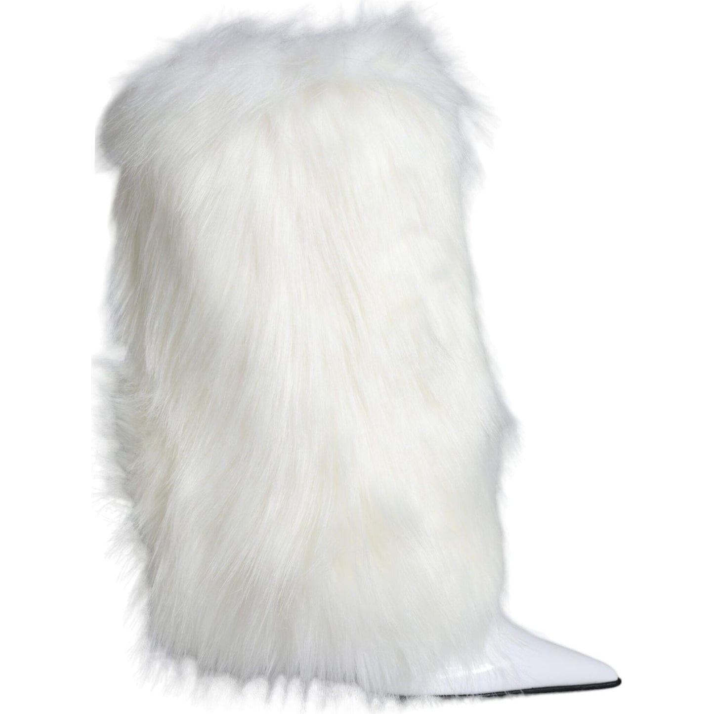 Dolce & Gabbana White Fur Leather Heels Mid Calf Boots Shoes Dolce & Gabbana