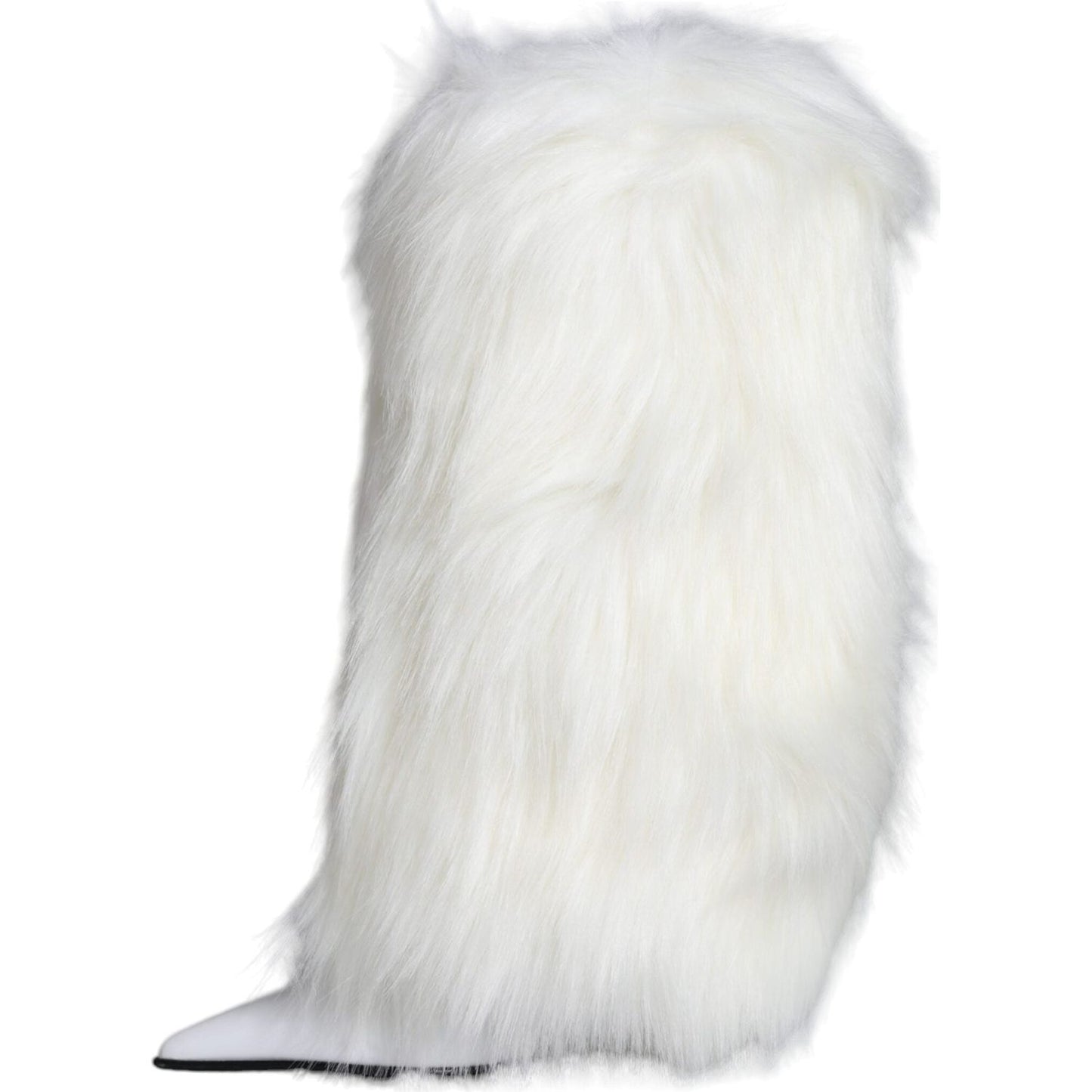 Dolce & Gabbana White Fur Leather Heels Mid Calf Boots Shoes Dolce & Gabbana