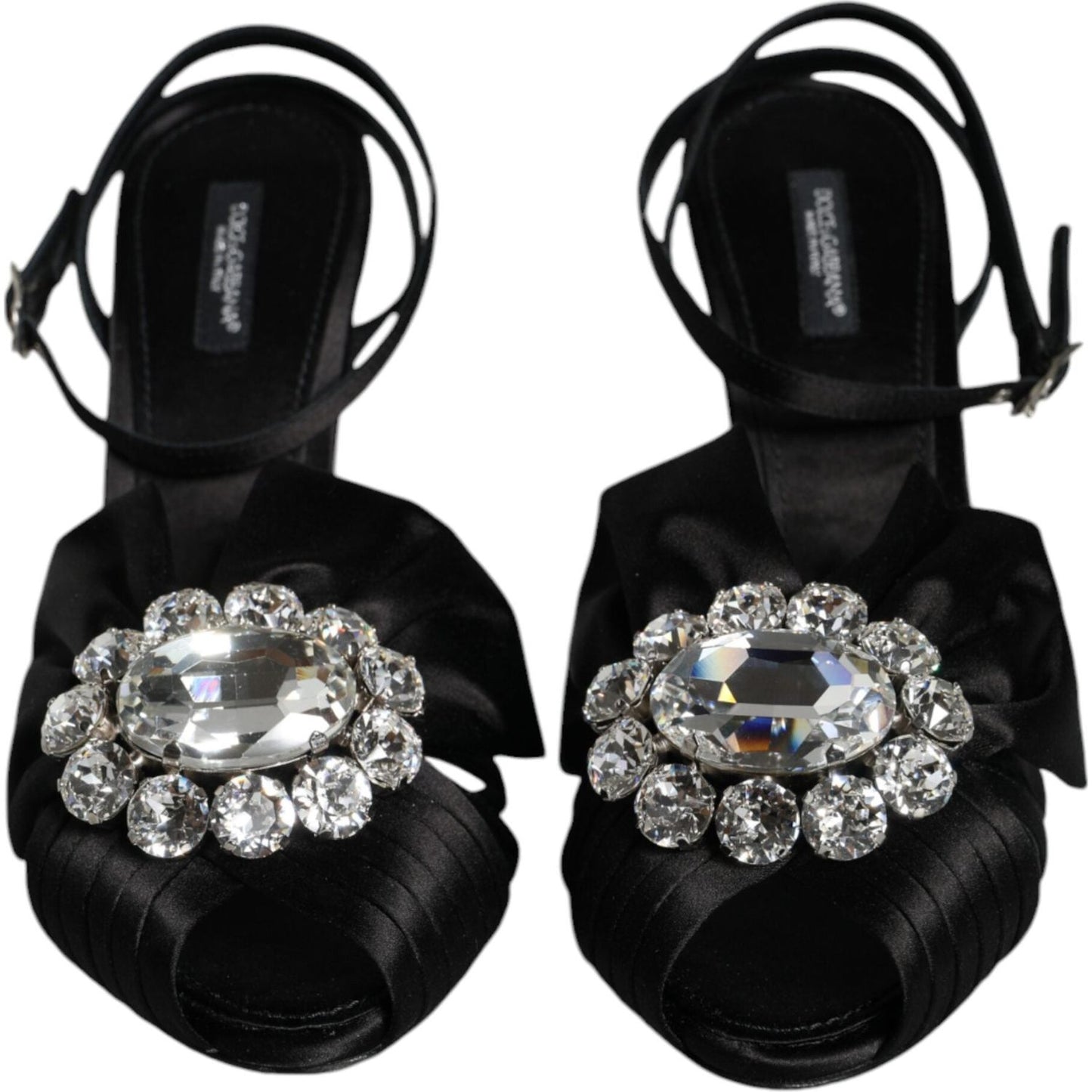 Dolce & Gabbana Black Crystal Ankle Strap Sandals Shoes Dolce & Gabbana