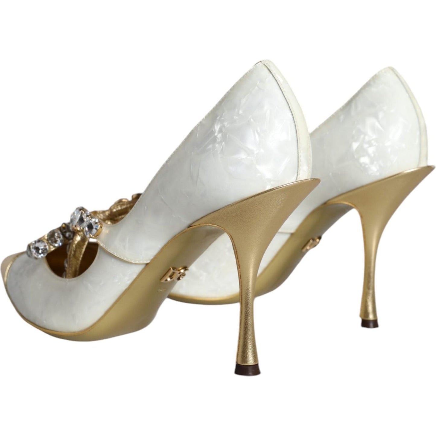 Dolce & Gabbana White Mary Jane Crystal Bow Pearl Pumps Shoes Dolce & Gabbana