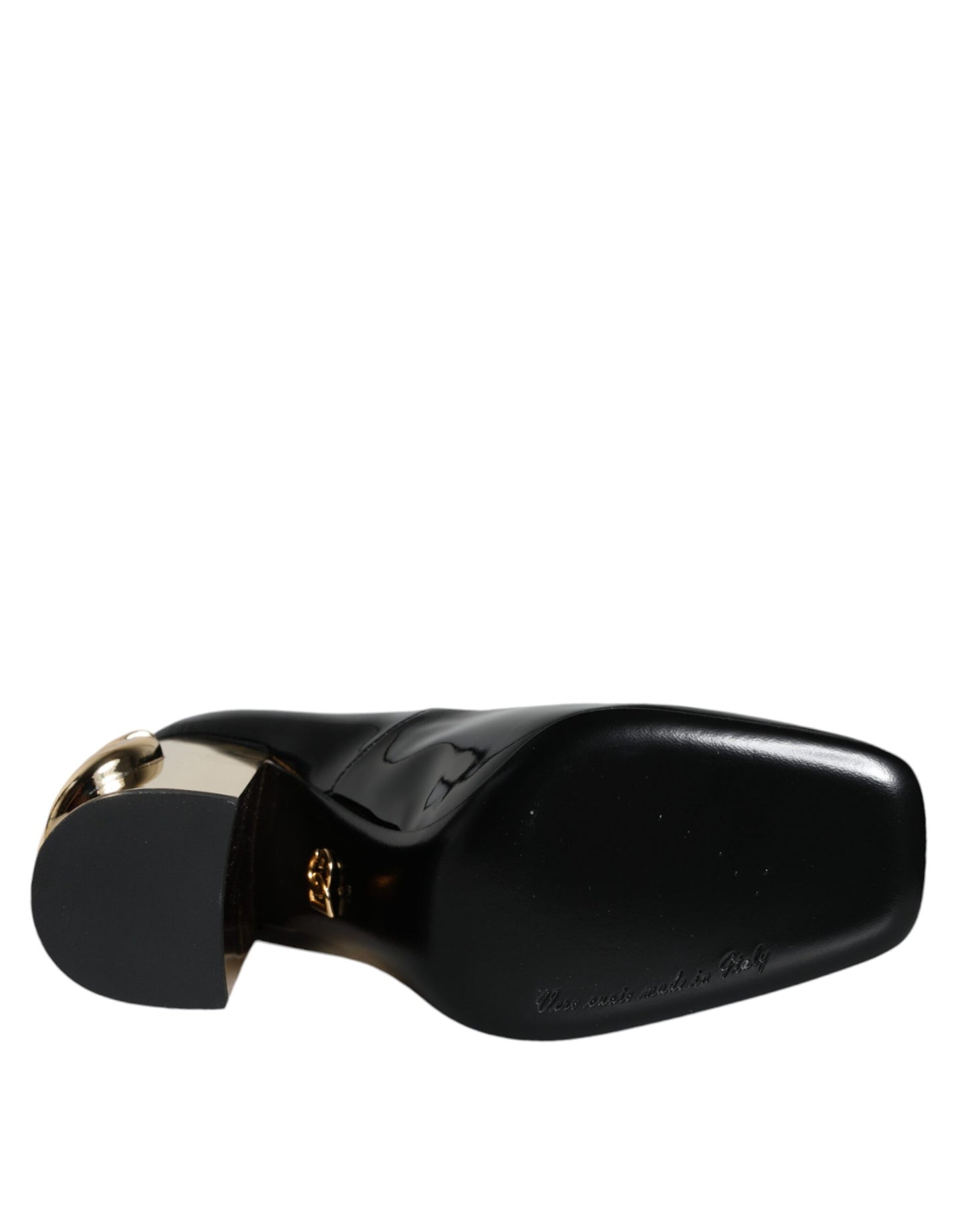 Dolce & Gabbana Black Gold Patent Leather Logo Heels Pumps Shoes Dolce & Gabbana