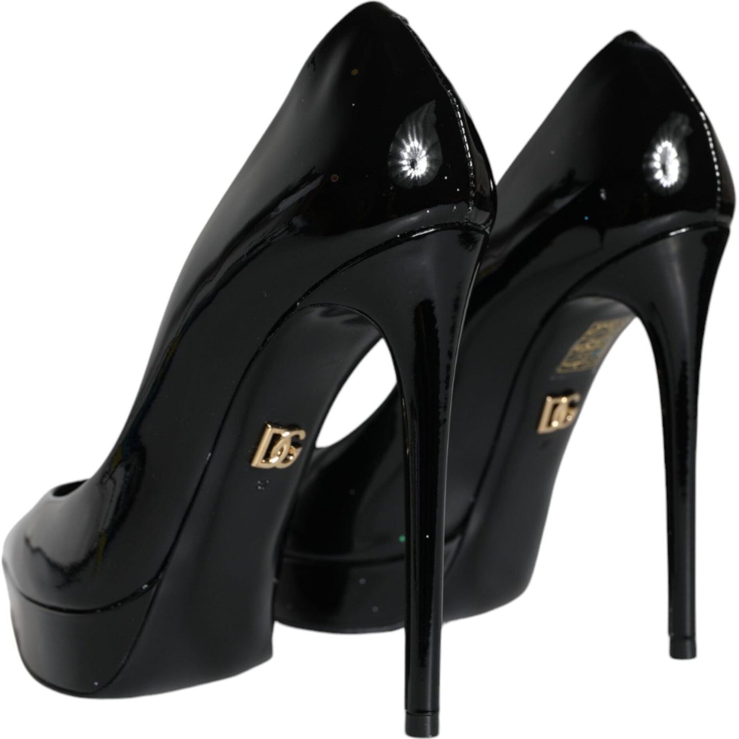 Dolce & Gabbana Black Leather Platform Heels Pumps Shoes Dolce & Gabbana