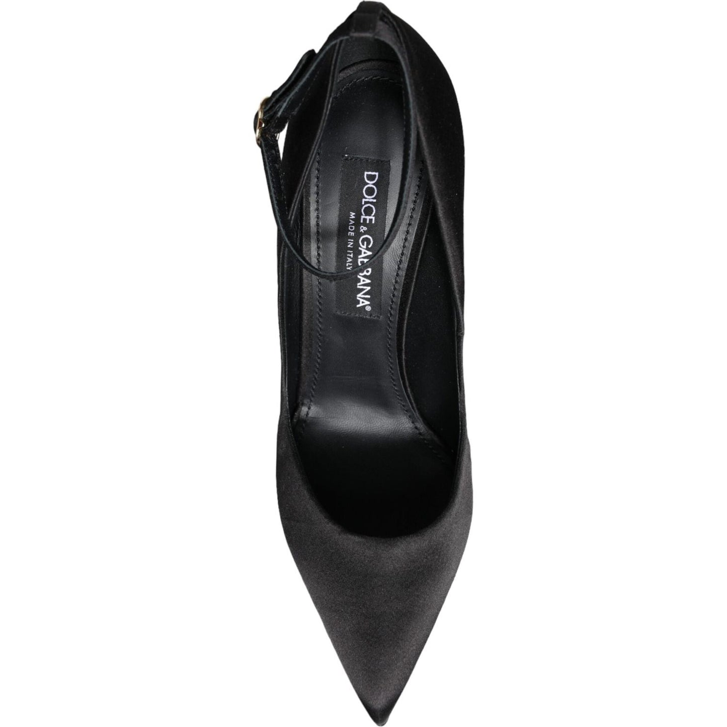 Dolce & Gabbana Black Satin Ankle Strap Heels Pumps Shoes Dolce & Gabbana