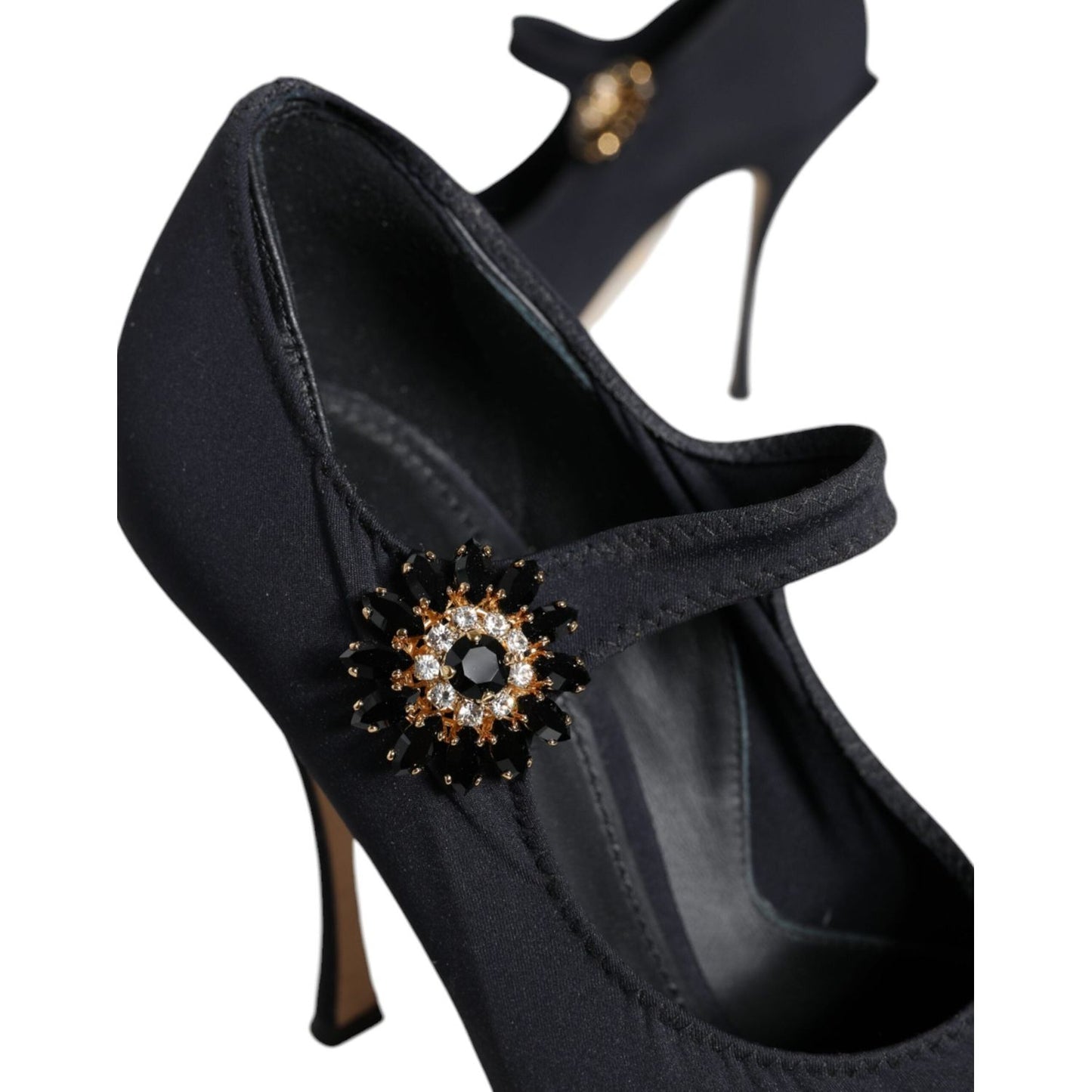 Dolce & Gabbana Black Mary Jane Jersey Crystal Pumps Shoes Dolce & Gabbana