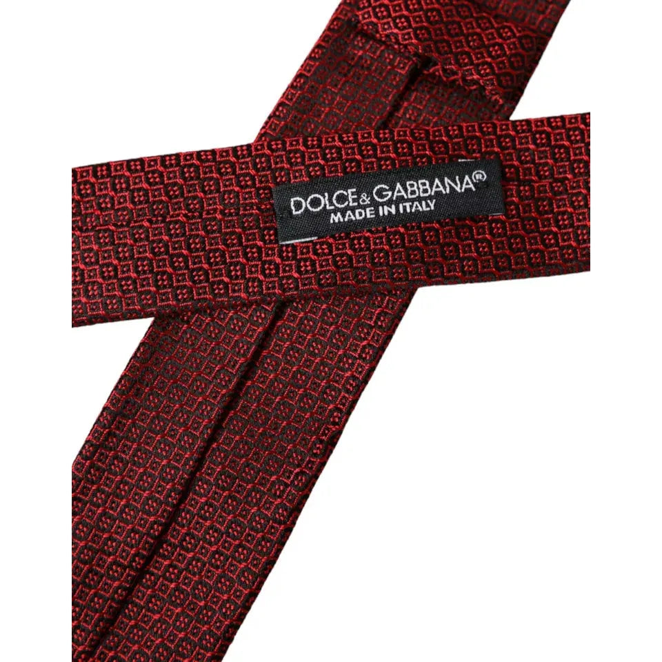 Dolce & Gabbana Red Patterned 100% Silk Adjustable Men Tie Dolce & Gabbana