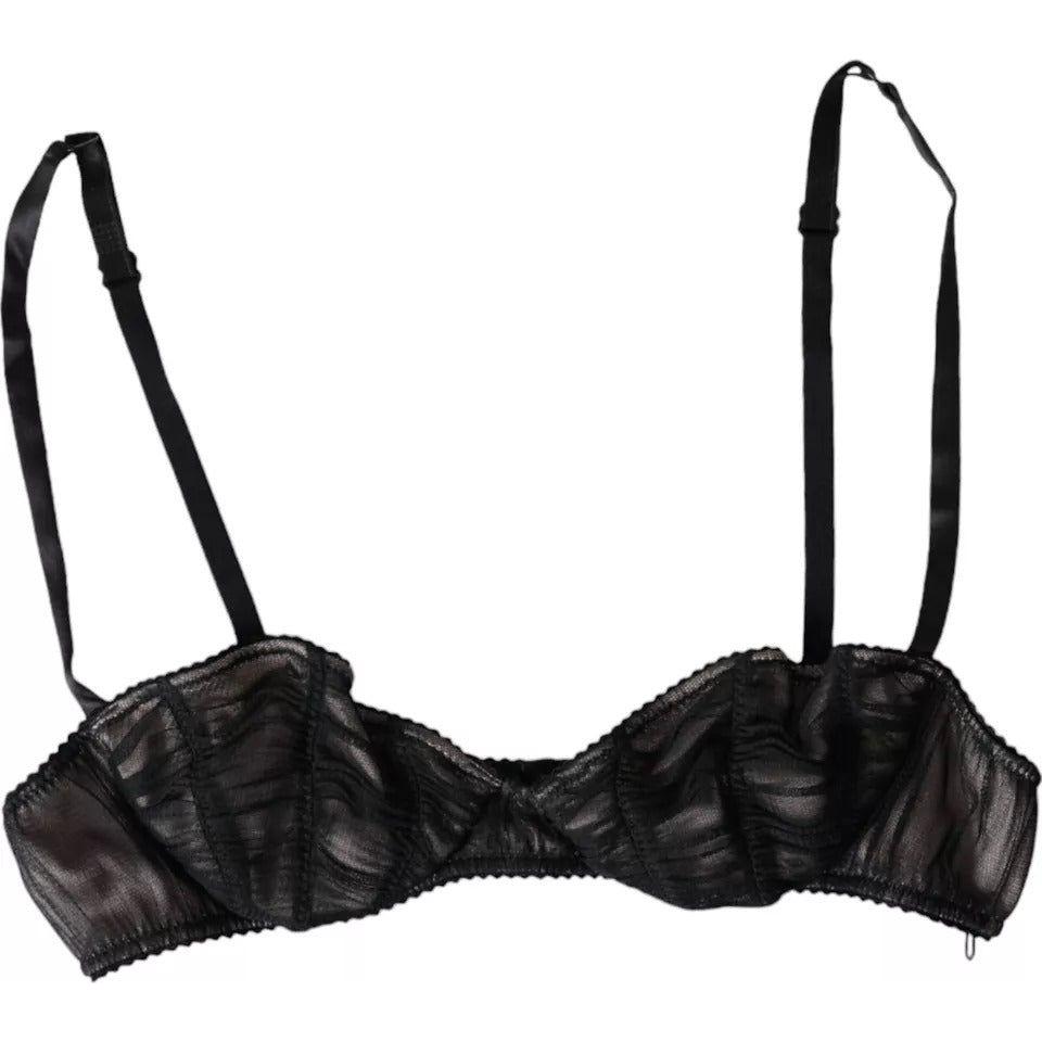 Dolce & Gabbana Black Silk Stretch Women Balconcino Bra Underwear Dolce & Gabbana