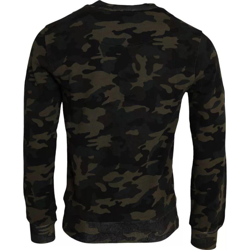 Dolce & Gabbana Black Camouflage Crew Neck Pullover Sweater Dolce & Gabbana