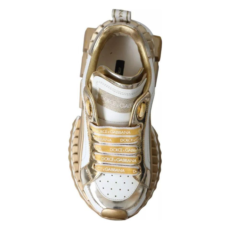 Dolce & Gabbana White Gold Super Queen Low Top Sneakers Shoes Dolce & Gabbana