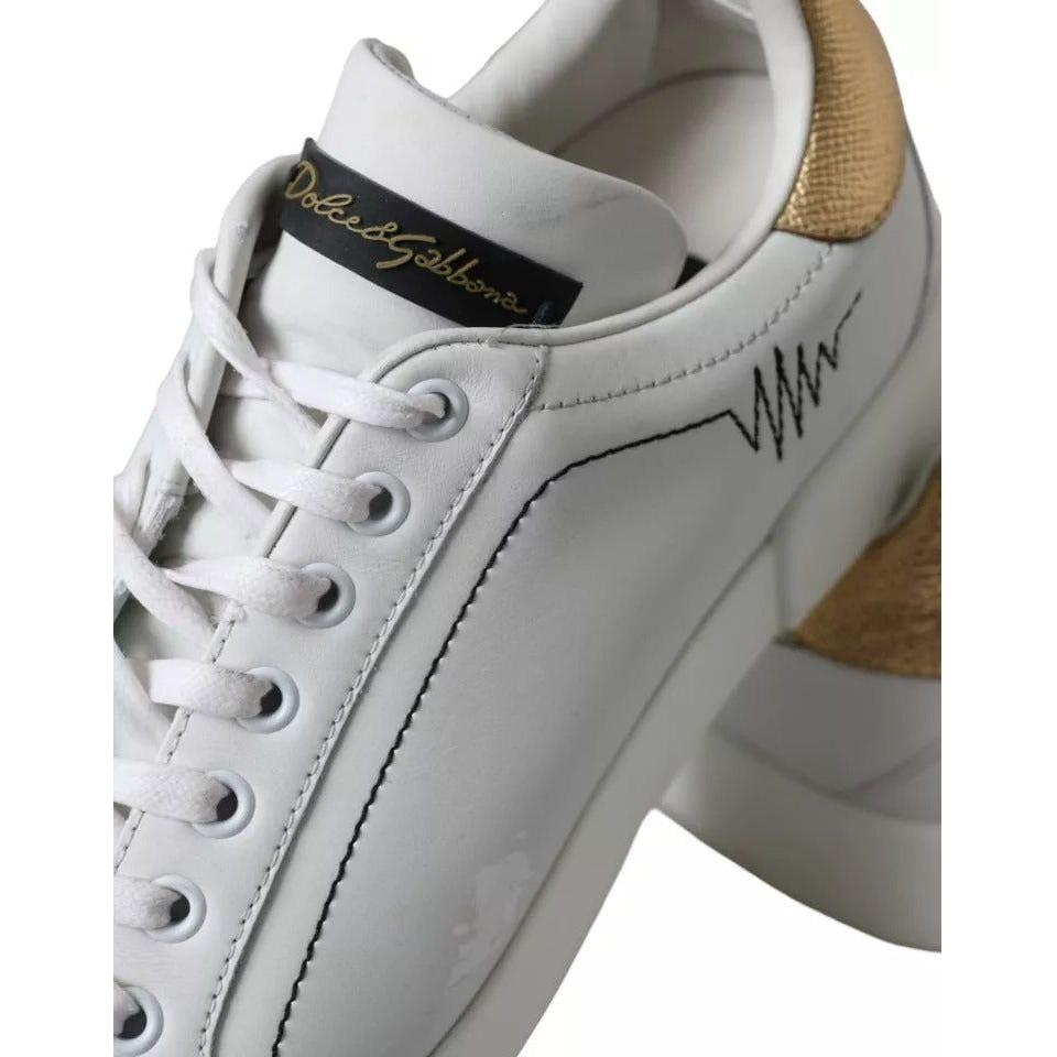 Dolce & Gabbana White Leather Portofino Low Top Sneakers Shoes Dolce & Gabbana