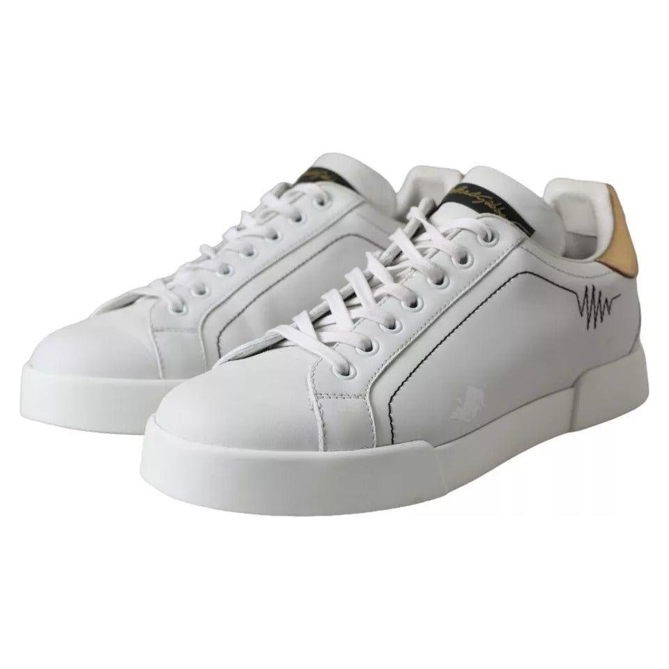 Dolce & Gabbana White Leather Portofino Low Top Sneakers Shoes Dolce & Gabbana