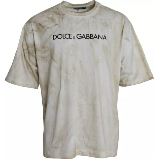 Dolce & Gabbana Off White Logo Cotton Crew Neck T-shirt Dolce & Gabbana