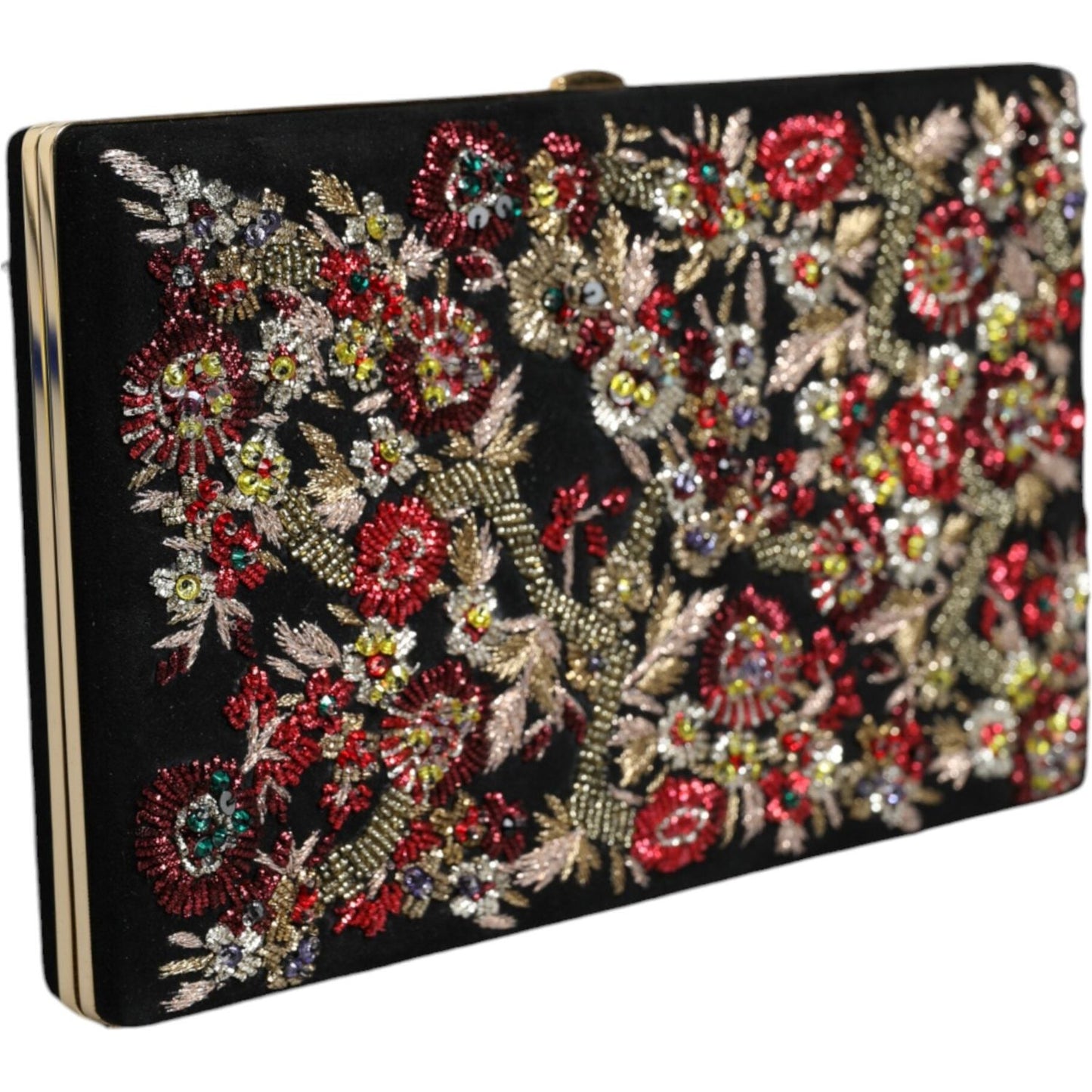 Dolce & Gabbana Multicolor Floral Gold Frame Clutch Evening Purse Bag Dolce & Gabbana