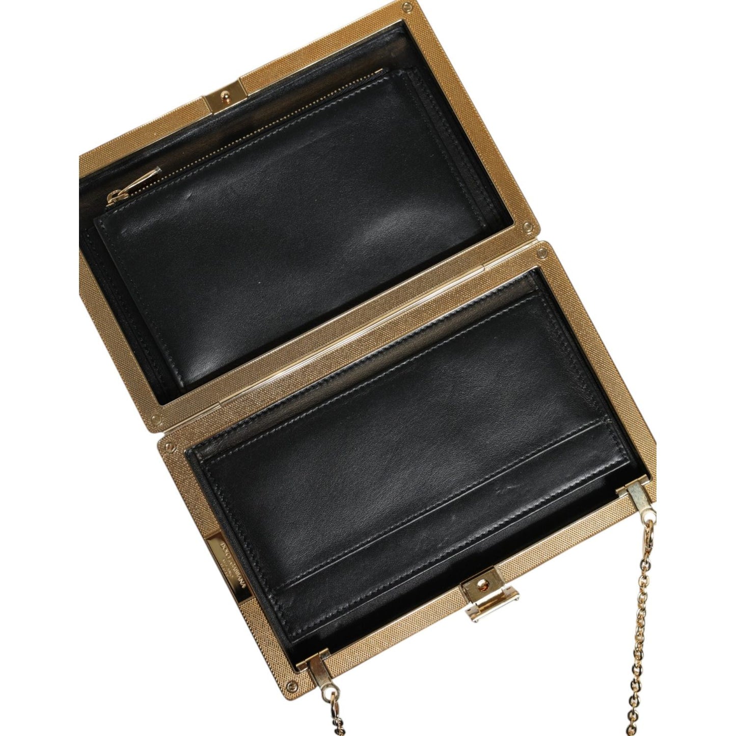 Dolce & Gabbana Brown Leather Gold Frame Clutch Mini Crossbody Bag Dolce & Gabbana