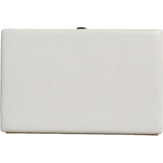 Dolce & Gabbana White Leather Gold Frame Clutch Evening Party Purse Bag Dolce & Gabbana