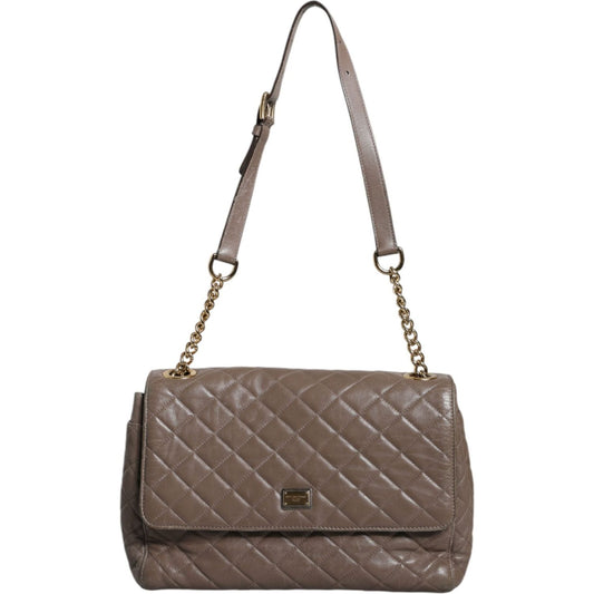 Dolce & Gabbana Brown Quilted Leather Shoulder Purse Satchel Bag Dolce & Gabbana