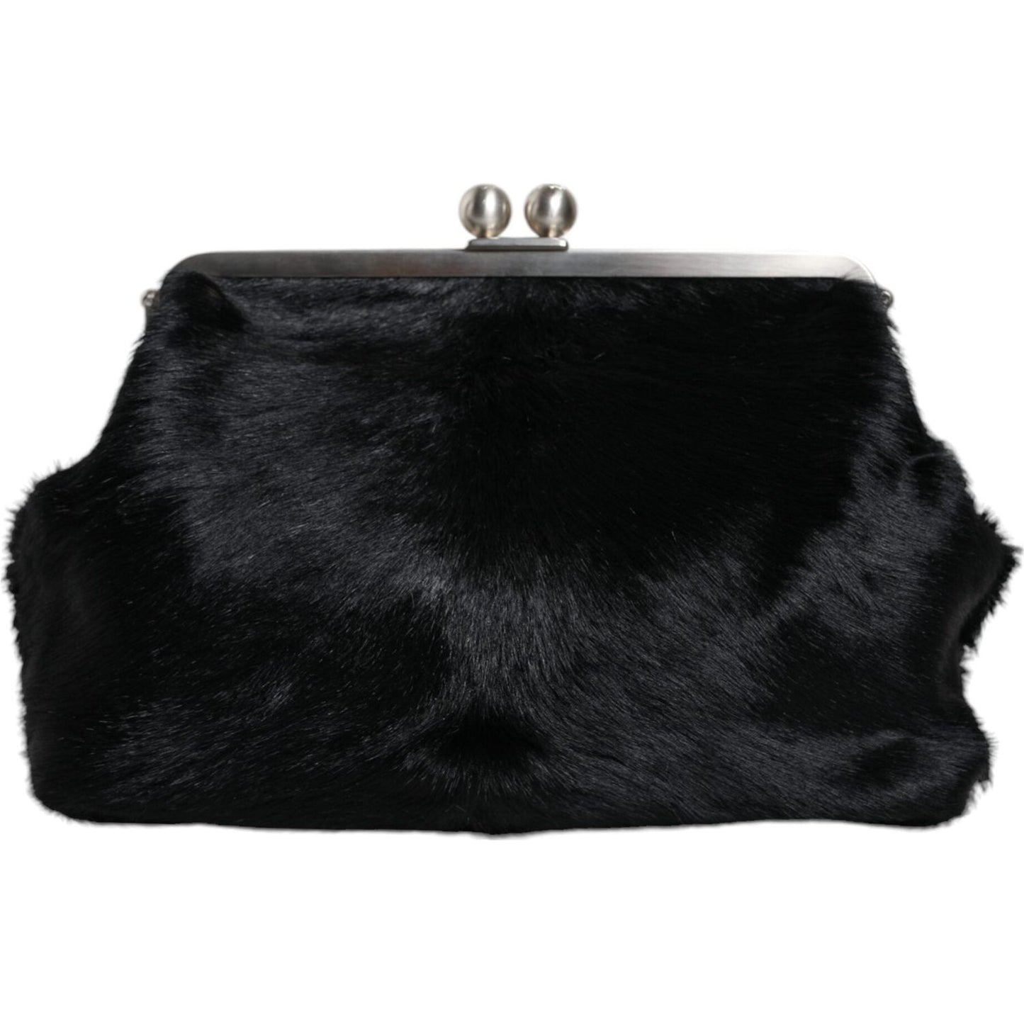 Dolce & Gabbana Black Fur Handbag Clutch Purse Pouch Bag Dolce & Gabbana