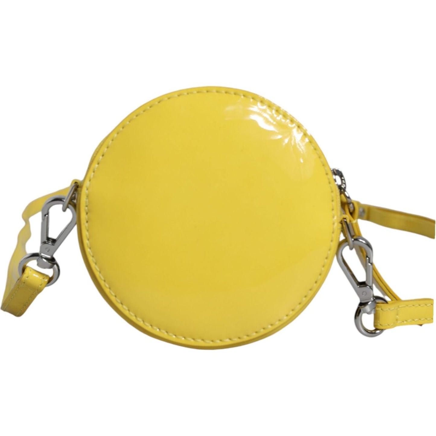 MSGM Yellow Leather Logo Crossbody Sling Shoulder Round Bag MSGM