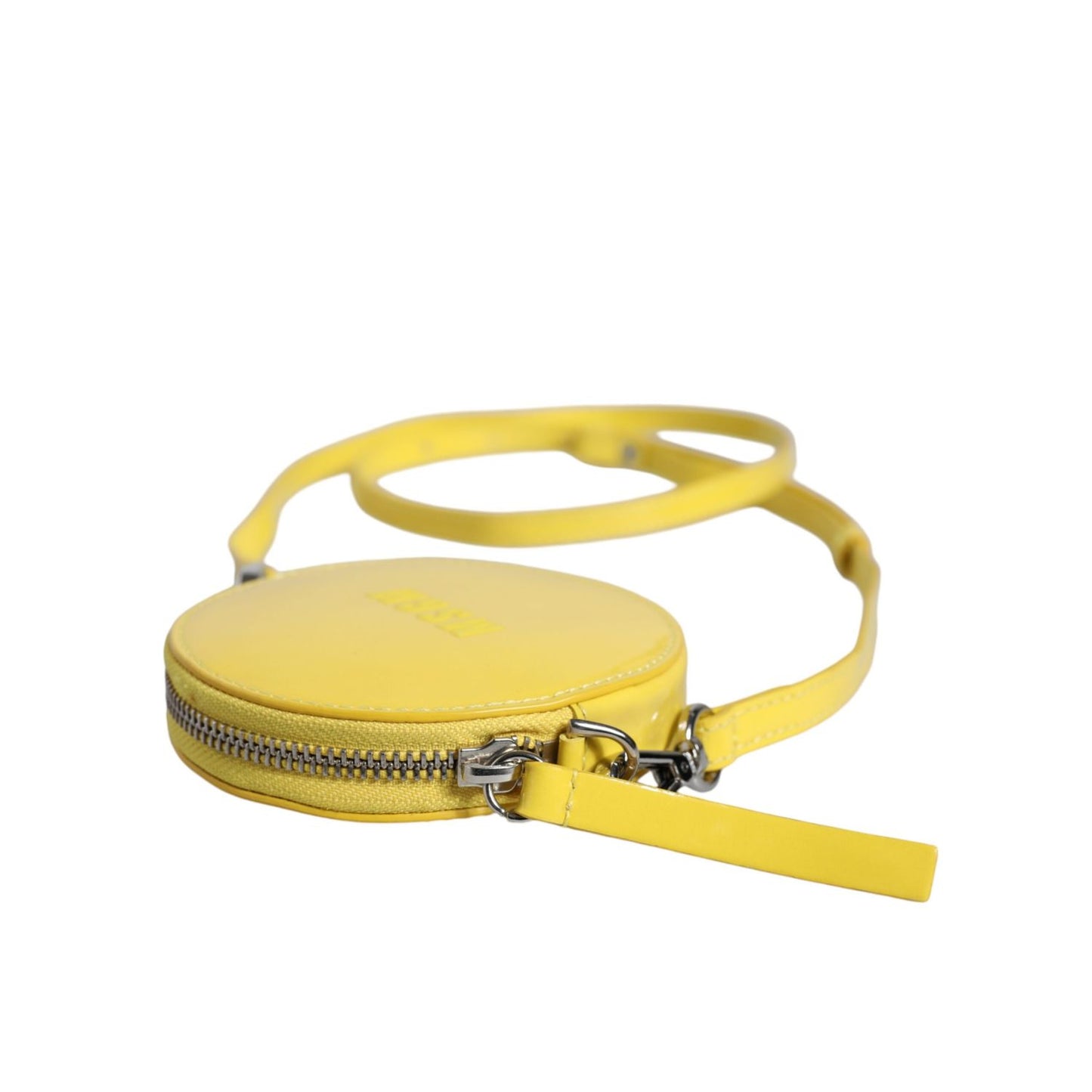 MSGM Yellow Leather Logo Crossbody Sling Shoulder Round Bag