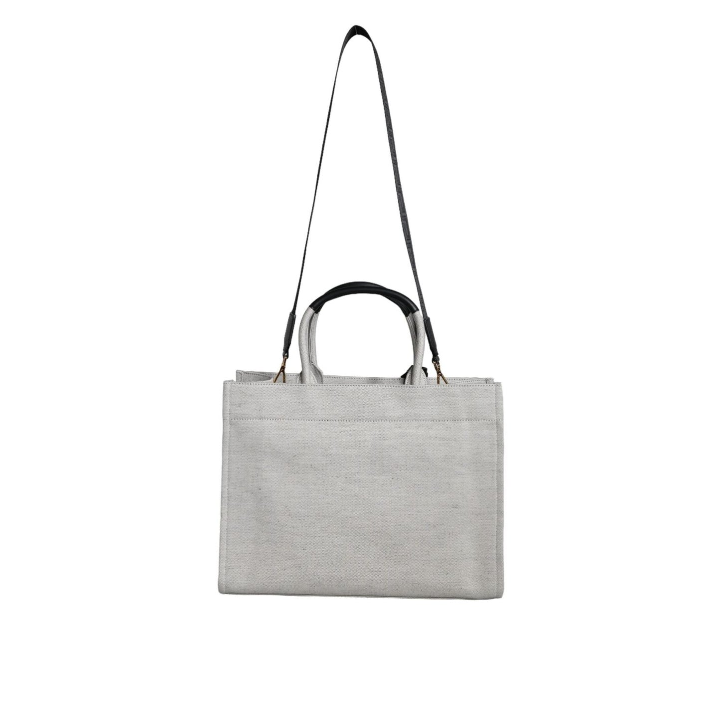 Versace White Top Handle Canvas Leather Logo Crossbody Tote Bag Versace