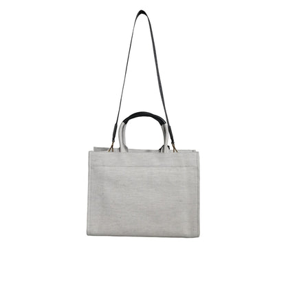 Versace White Top Handle Canvas Leather Logo Crossbody Tote Bag Versace