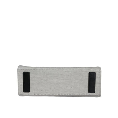 Versace White Top Handle Canvas Leather Logo Crossbody Tote Bag Versace