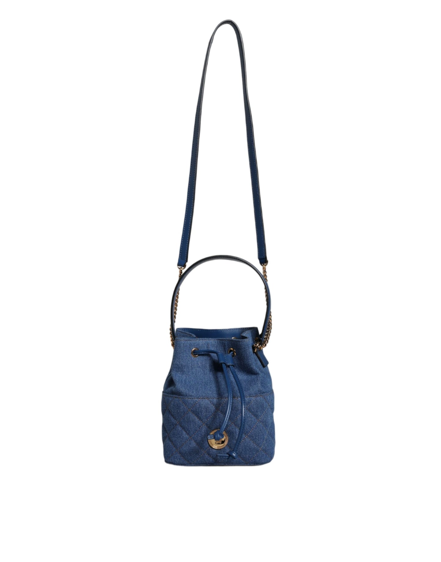 Versace Blue Quilted Denim Leather Crossbody Shoulder Bag Versace