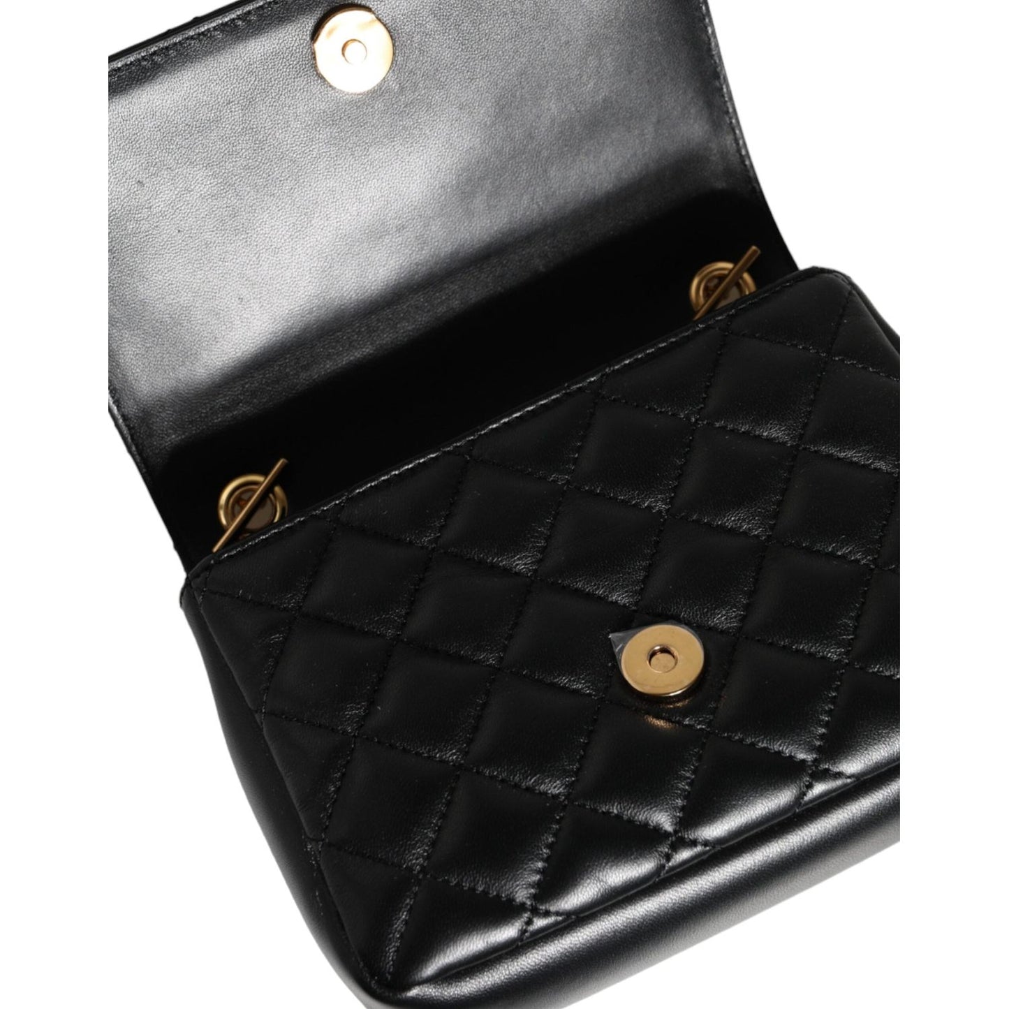 Versace Black Quilted Lambskin Leather Crossbody Shoulder Bag Versace