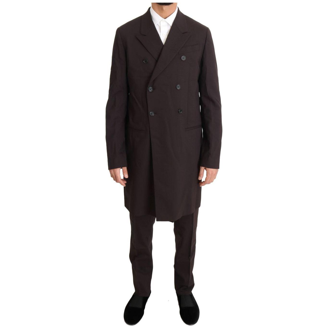 Dolce & Gabbana Bordeaux Wool Stretch Long 3 Piece Suit