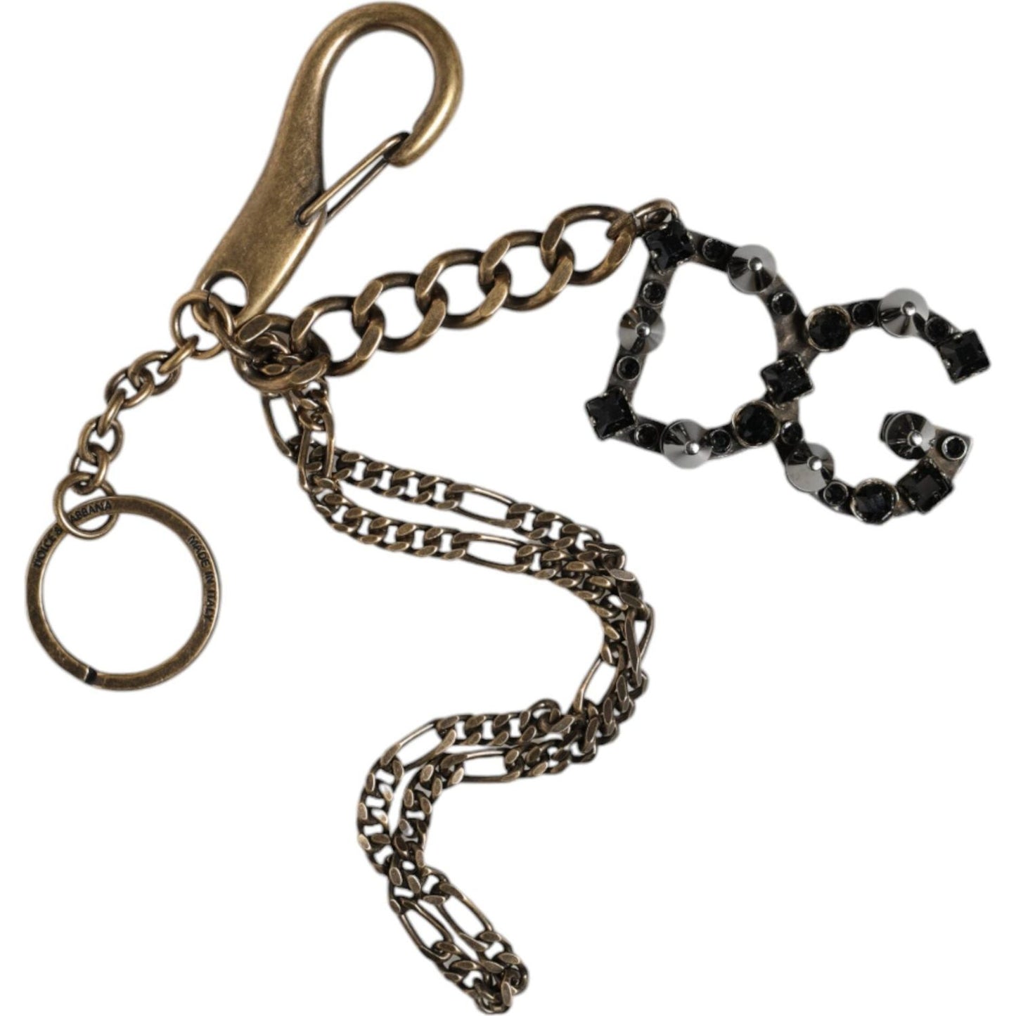 Dolce & Gabbana Silver Tone Metal DG Logo Crystal Keychain Keyring Dolce & Gabbana