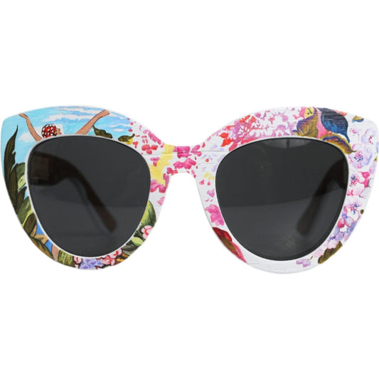 Dolce & Gabbana Multicolor Wood Crystal Brass Frame Floral Hand Paint Sunglasses Dolce & Gabbana