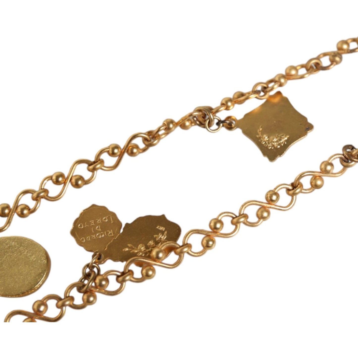 Dolce & Gabbana Gold Tone Brass Chain Religious Cross Pendant Necklace Dolce & Gabbana