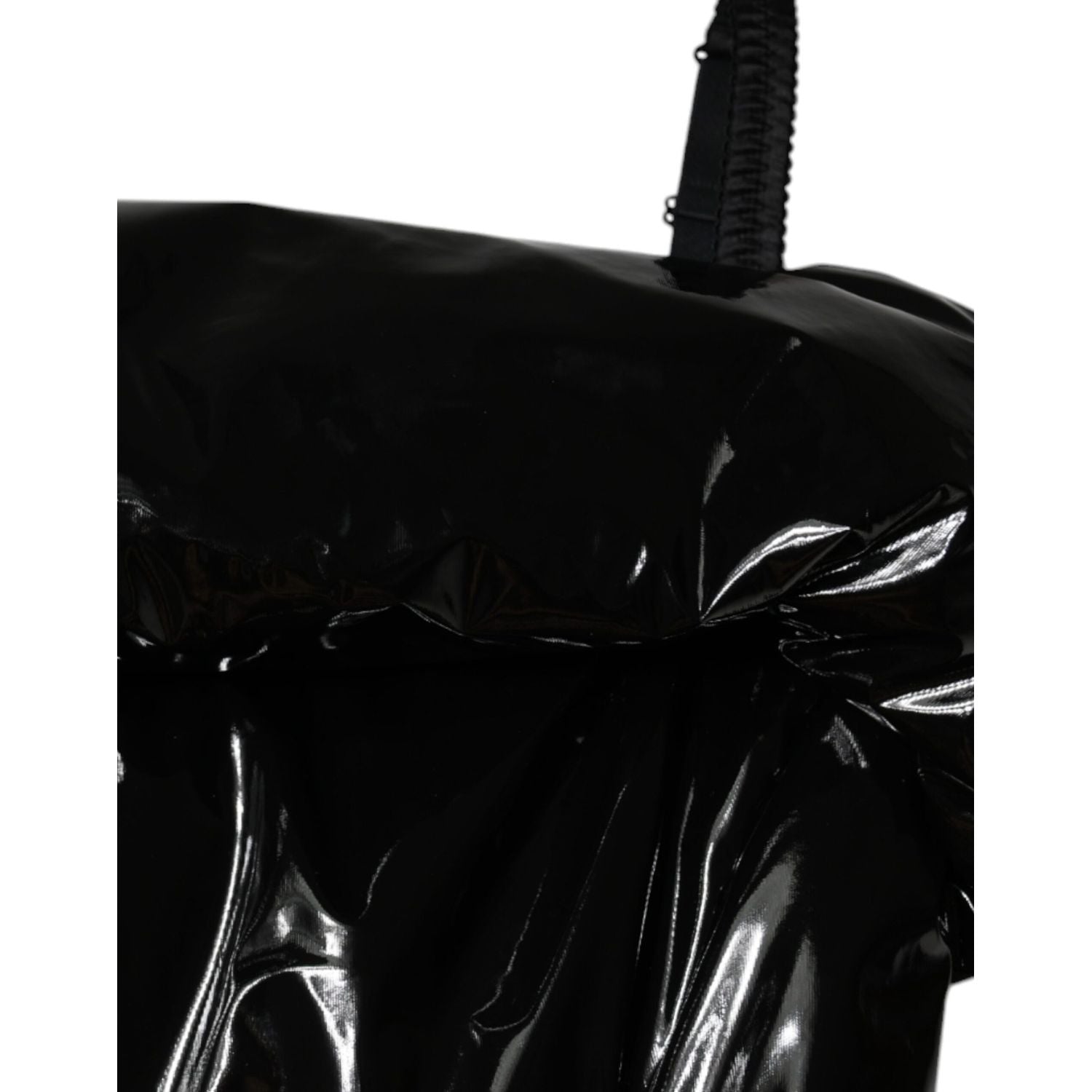 Dolce & Gabbana Black Polyester Ruched Coated Mini Dress