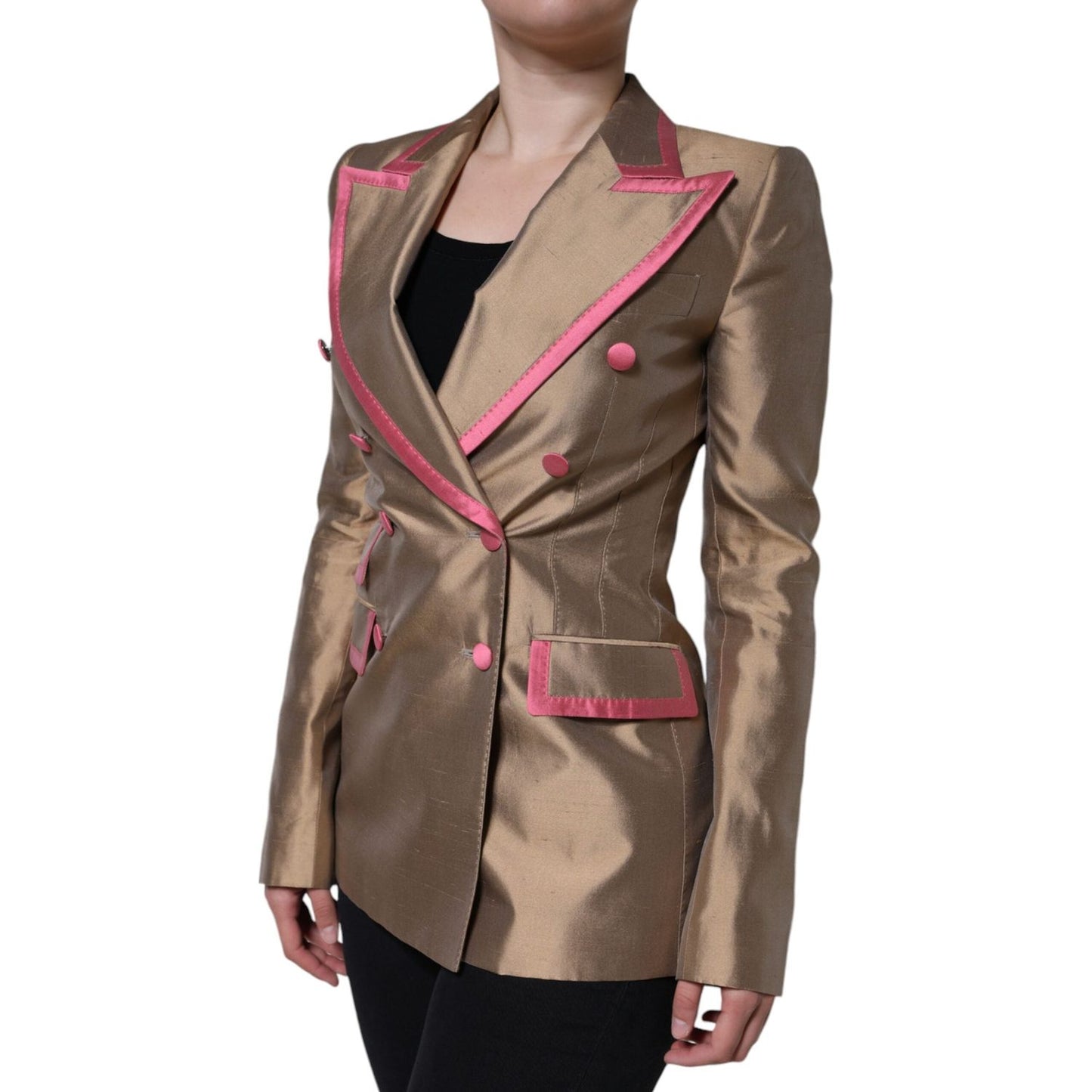 Dolce & Gabbana Metallic Brown Double Breasted Blazer Jacket Dolce & Gabbana