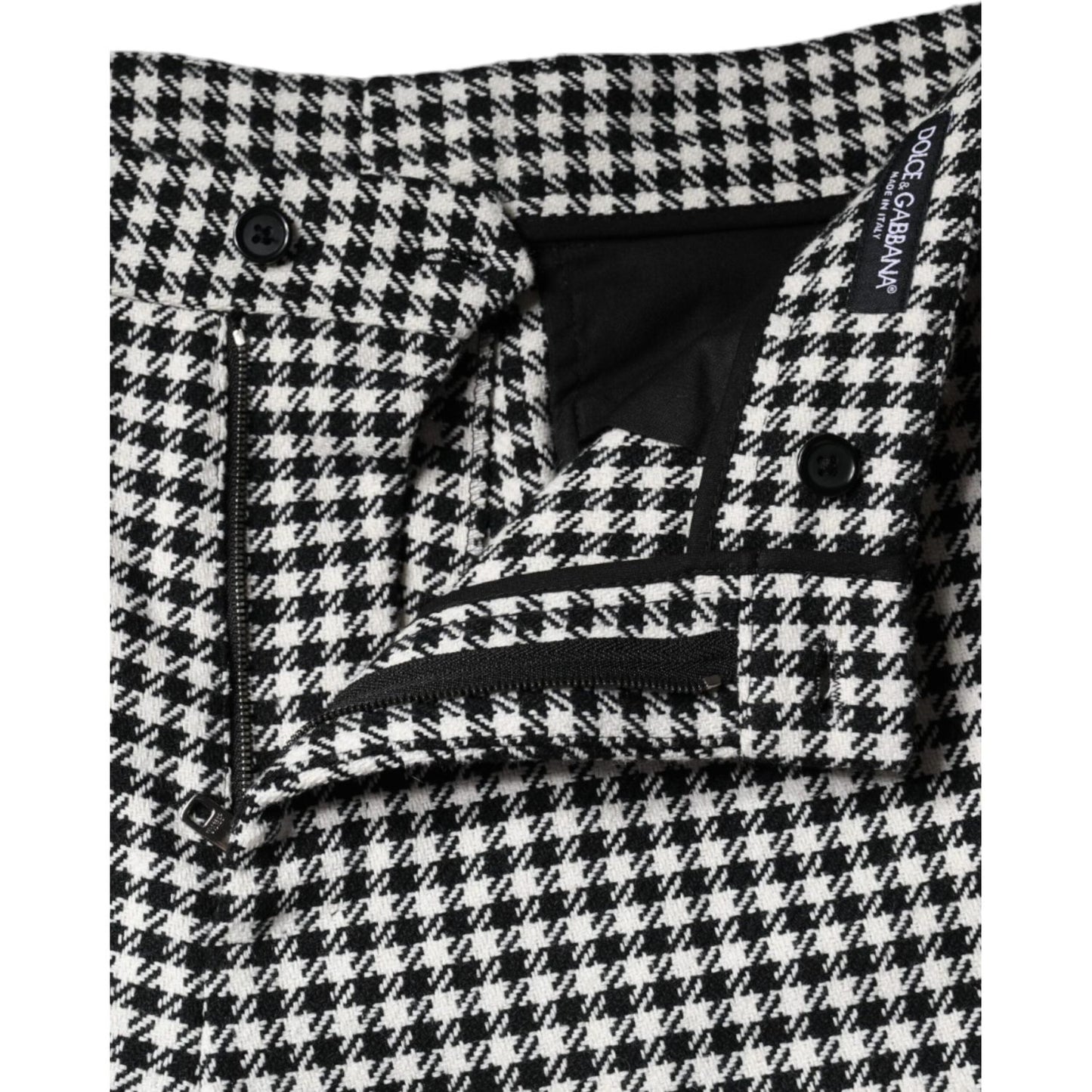 Dolce & Gabbana Black White Houndstooth Cropped Wide Leg Pants Dolce & Gabbana