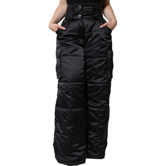 Dolce & Gabbana Black Quilted High Waist Women Boot Cut Pants Dolce & Gabbana