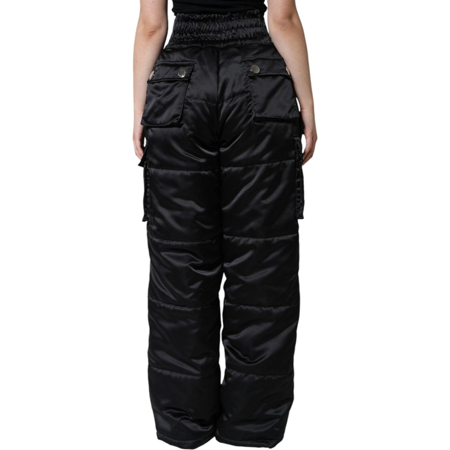 Dolce & Gabbana Black Quilted High Waist Women Boot Cut Pants Dolce & Gabbana