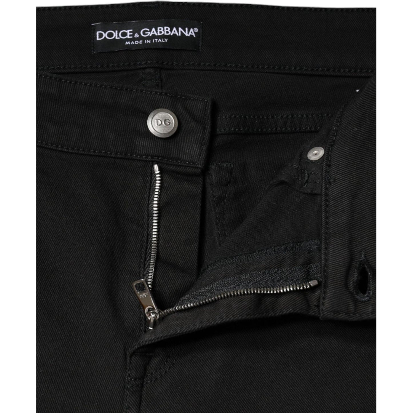 Dolce & Gabbana Black Cotton Mid Waist Skinny Denim Jeans Dolce & Gabbana