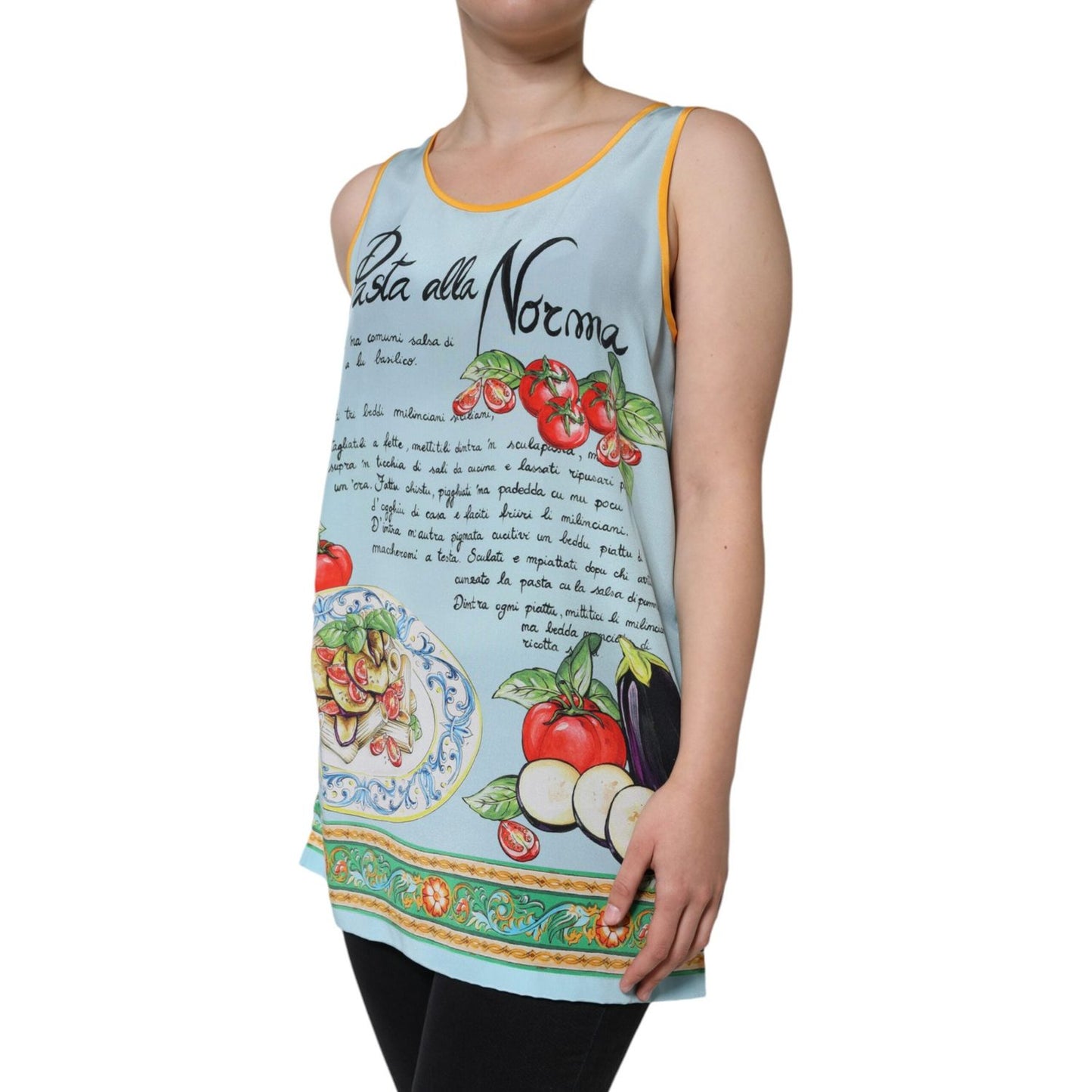 Dolce & Gabbana Multicolor Pasta Alla Norma Print Tank Top Dolce & Gabbana