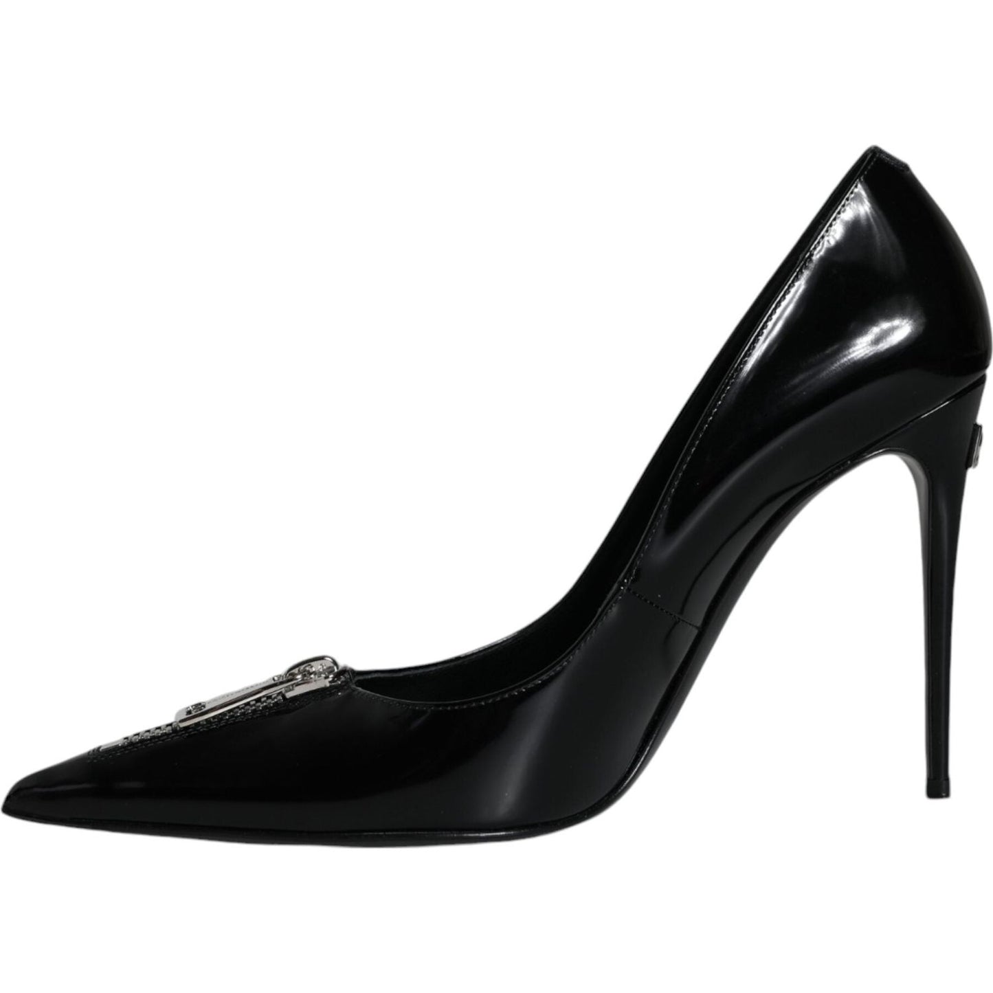 Dolce & Gabbana Black Patent Leather Zipper Heels Pumps Shoes Dolce & Gabbana