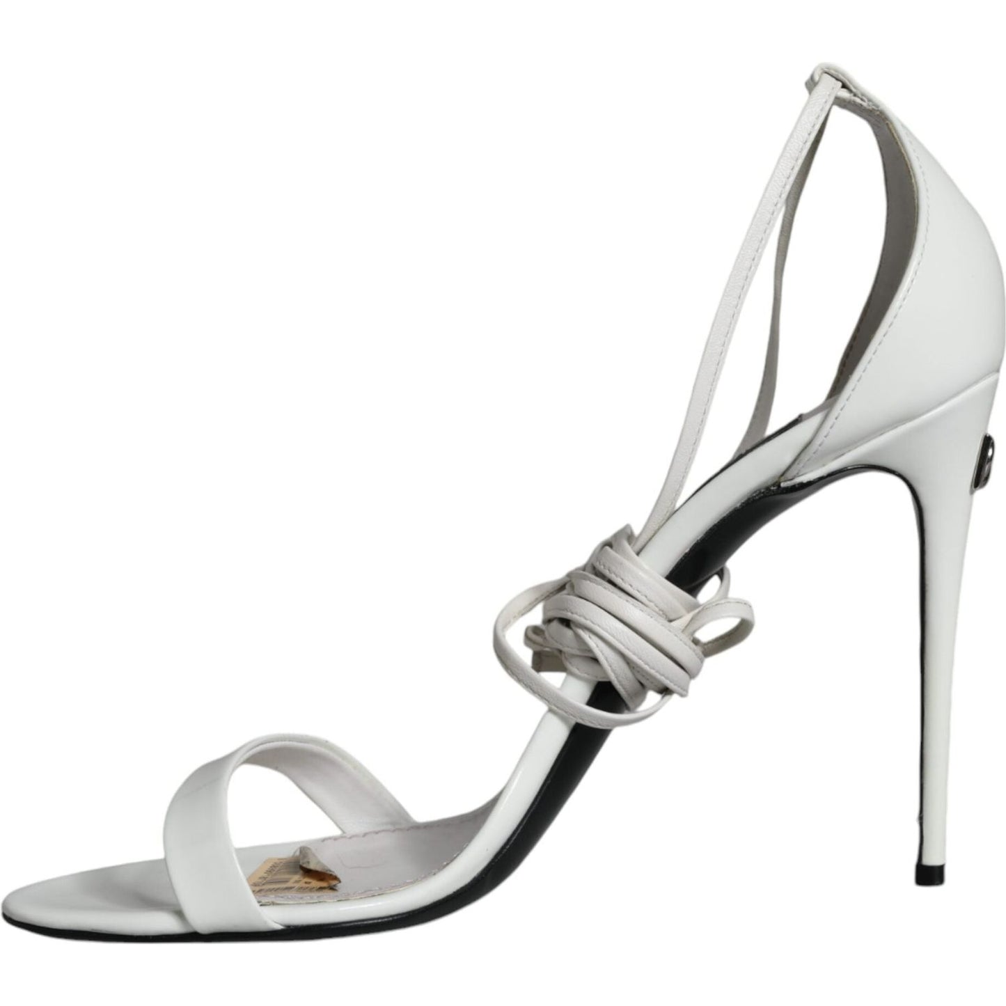 Dolce & Gabbana White Leather High Heels Sandals Shoes Dolce & Gabbana