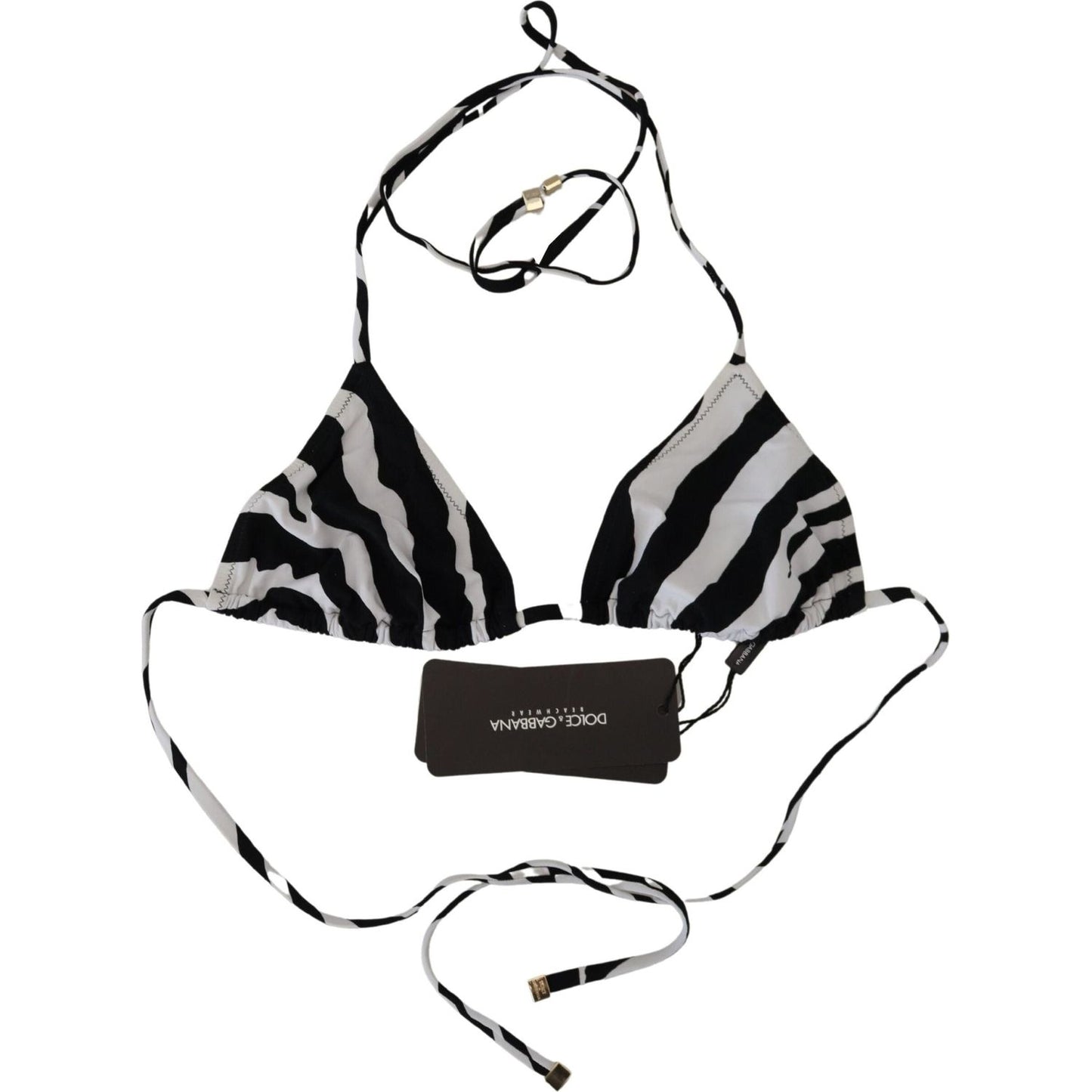 Dolce & Gabbana Black White Zebra Halter Swimwear Bikini Top Dolce & Gabbana